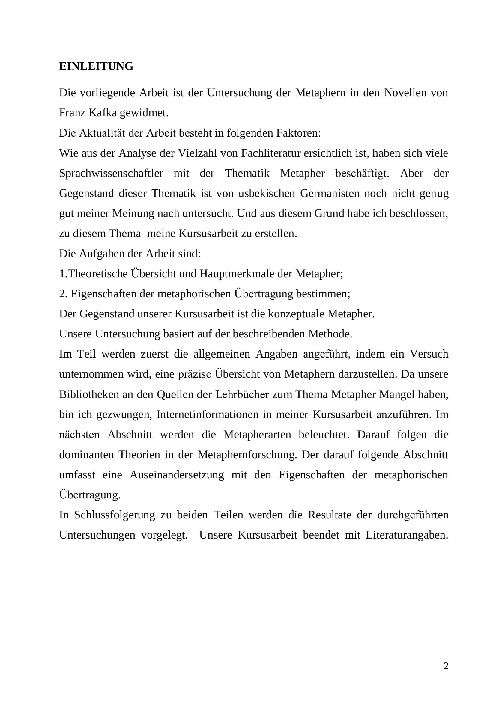 Metapher als Stilmittel in den Novellen von Franz Kafka 3