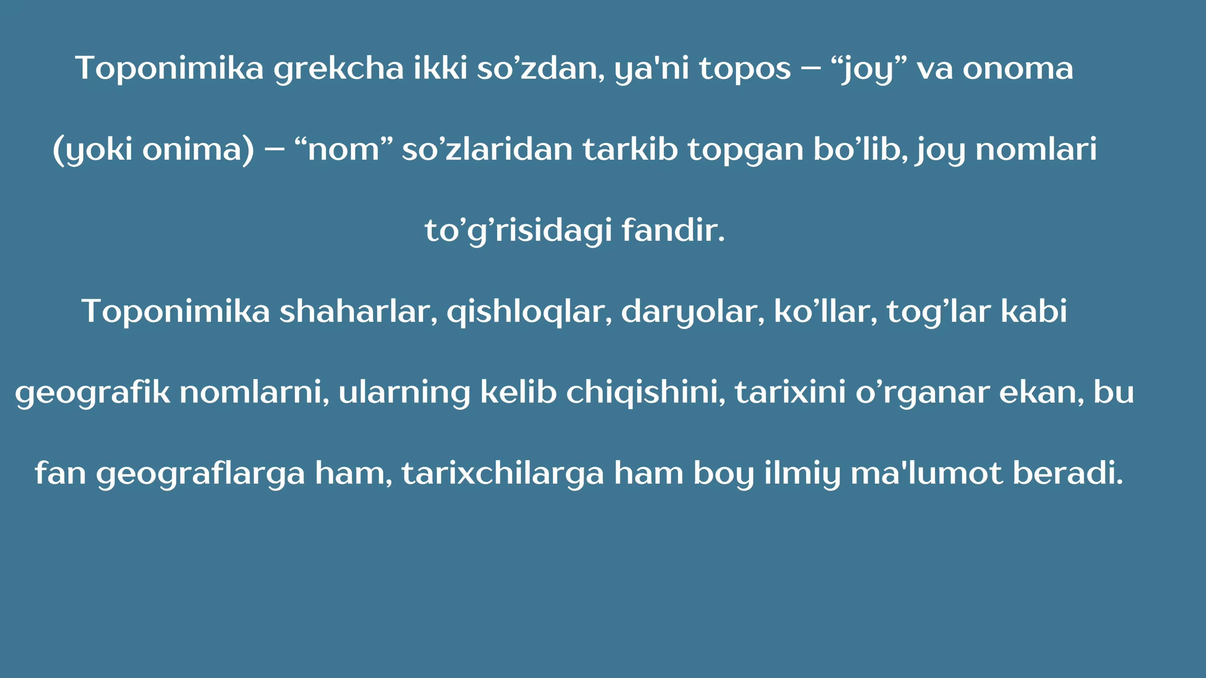 Toponimika yordamchi tarix fani 3