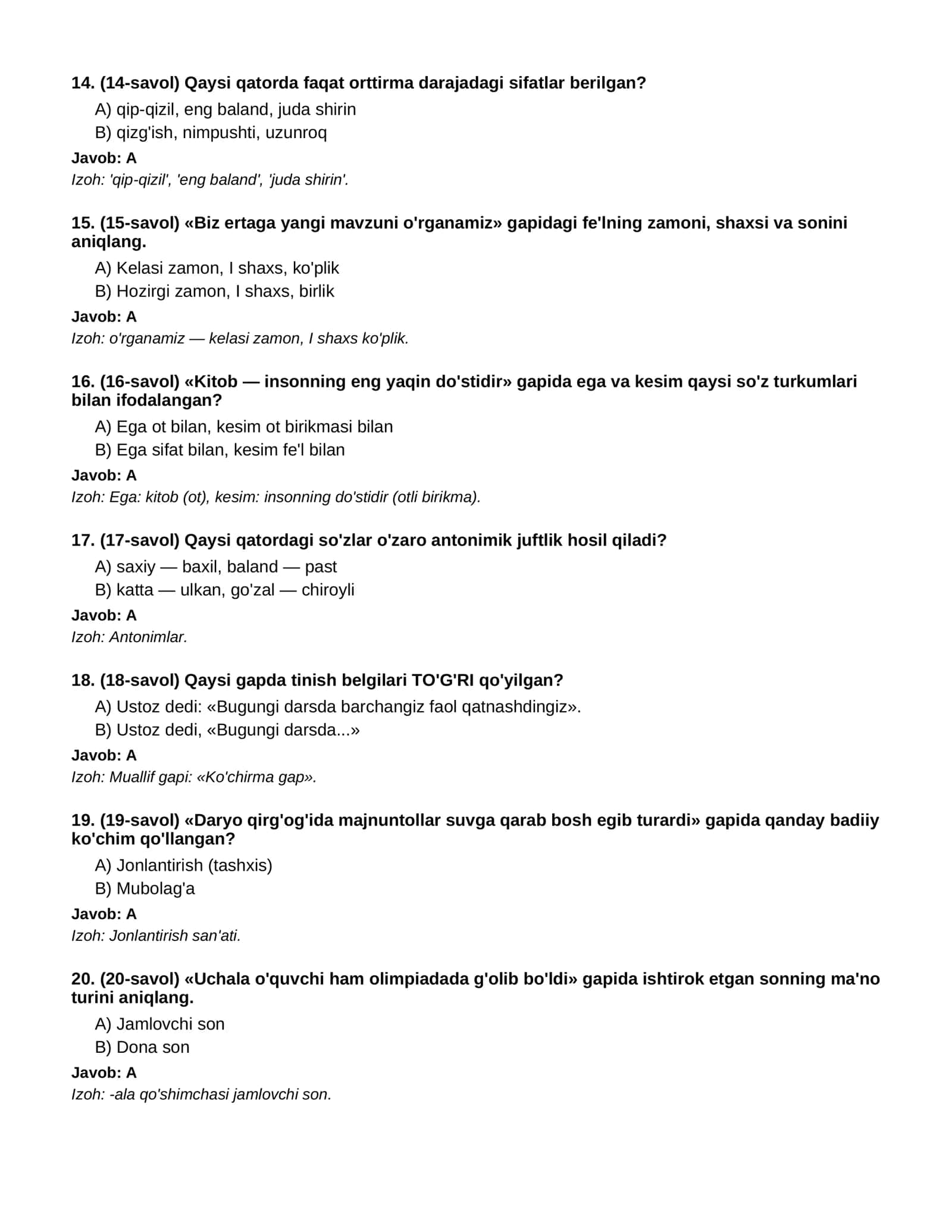 ONA TILI (BOSHLANG'ICH TA'LIM BO'YICHA CHUQURLASHTIRILGAN) - 1-QISM (100 TA TEST) 3