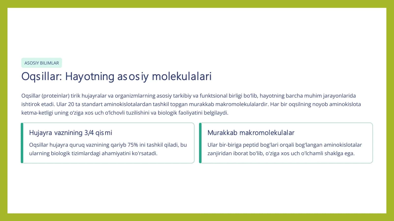 Oqsillarning biokimyoviy o'zgarishi 3