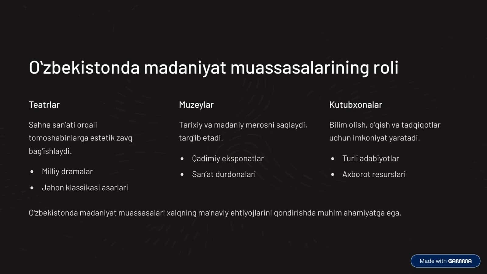 Aholiga madaniy-ma¾rifiy xizmat ko»rsatish 3
