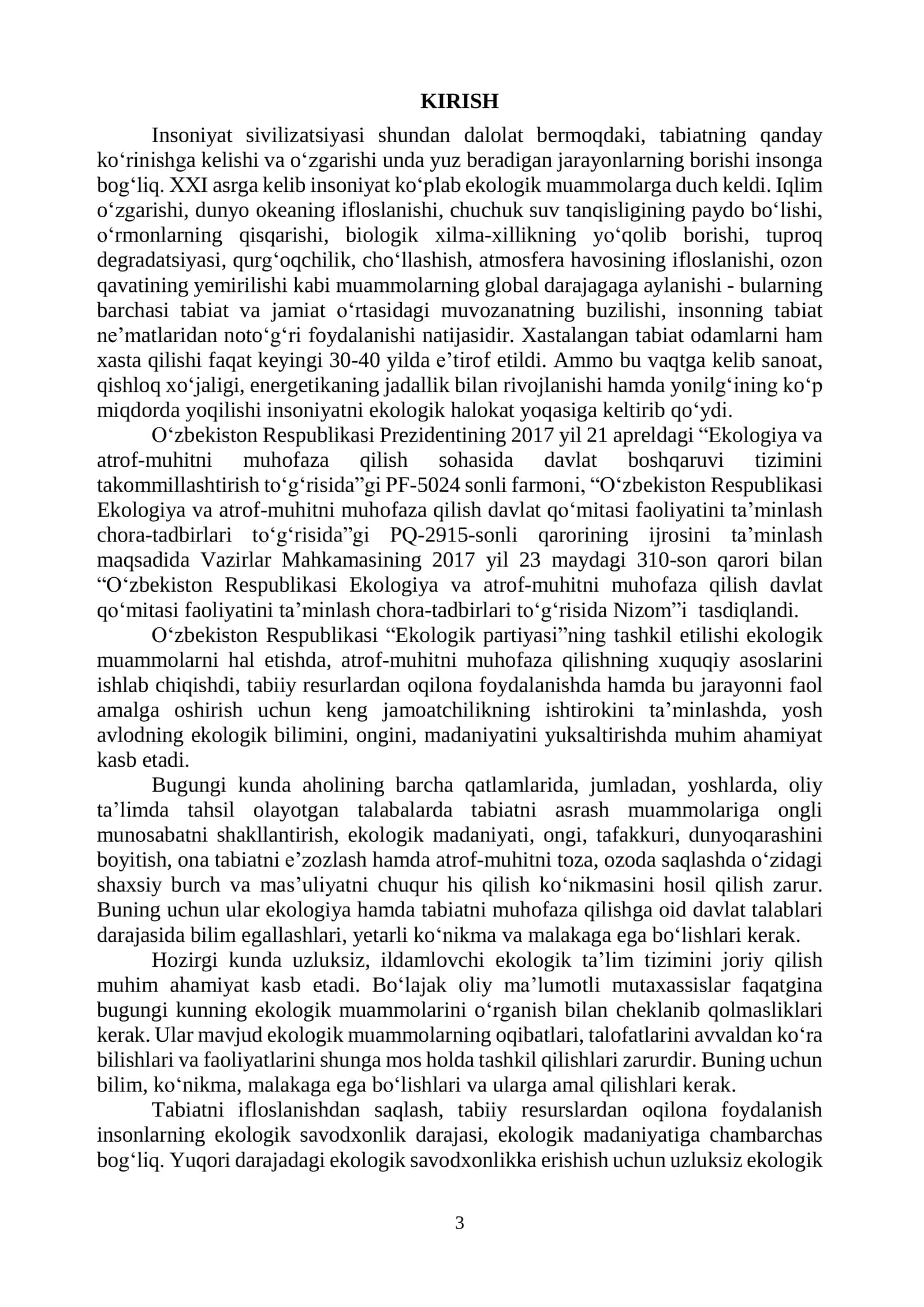 Ekologiya va tabiatni muhofaza qilish 3