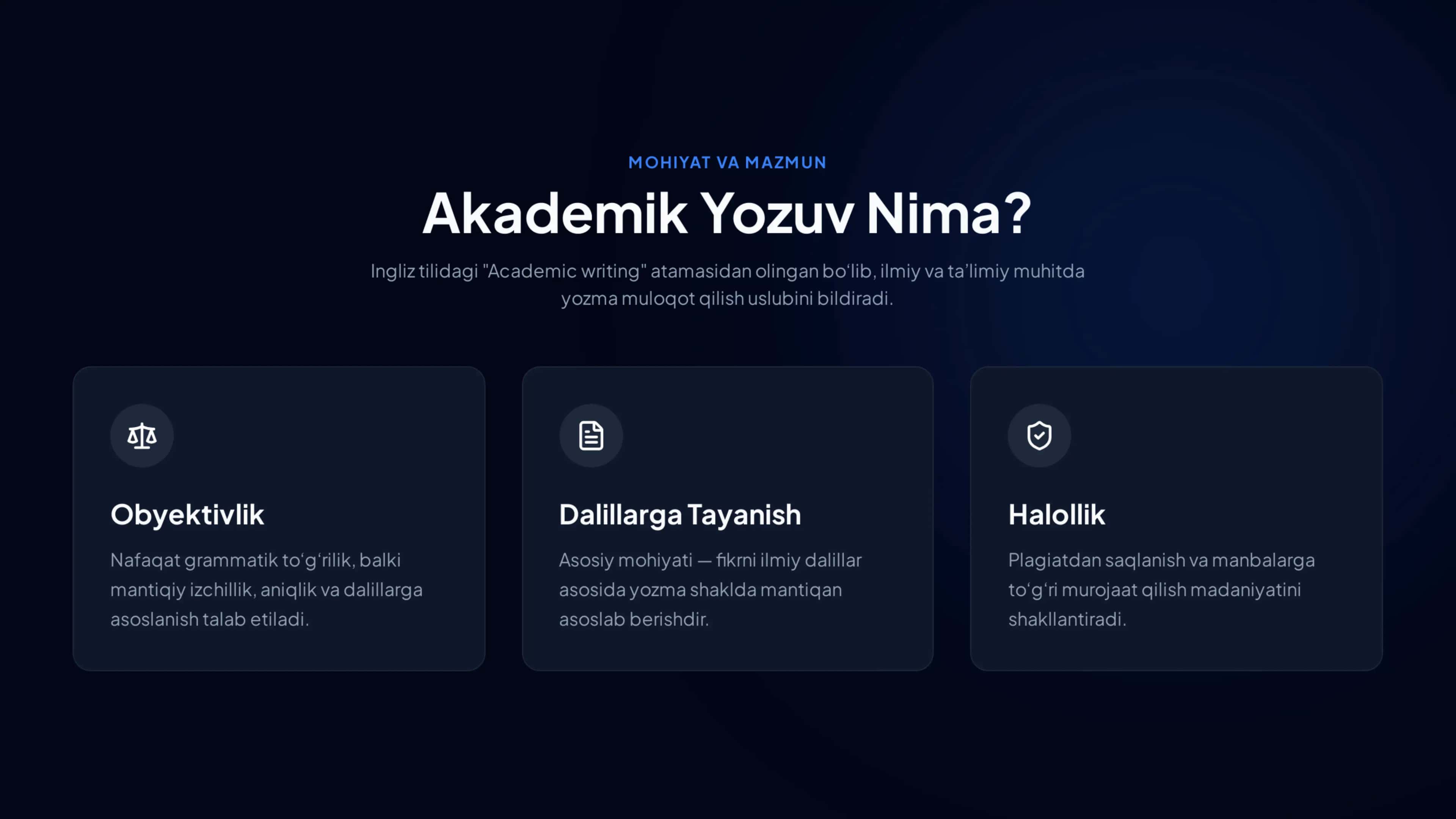 Akademik yozuv fanining maqsad va vazifalari. Axborot haqida umumiy tushuncha. Taqdimot. 3