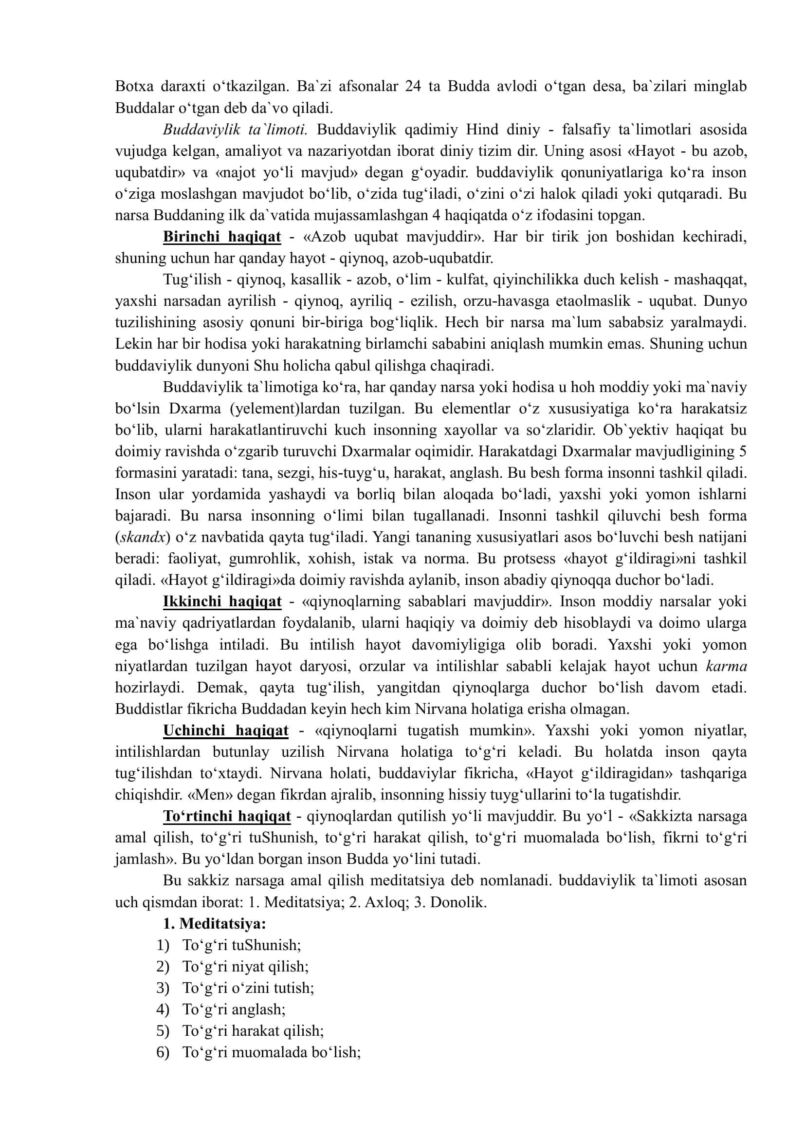 Buddizm Dini Tarixi va Asosiy G`oayalari 3