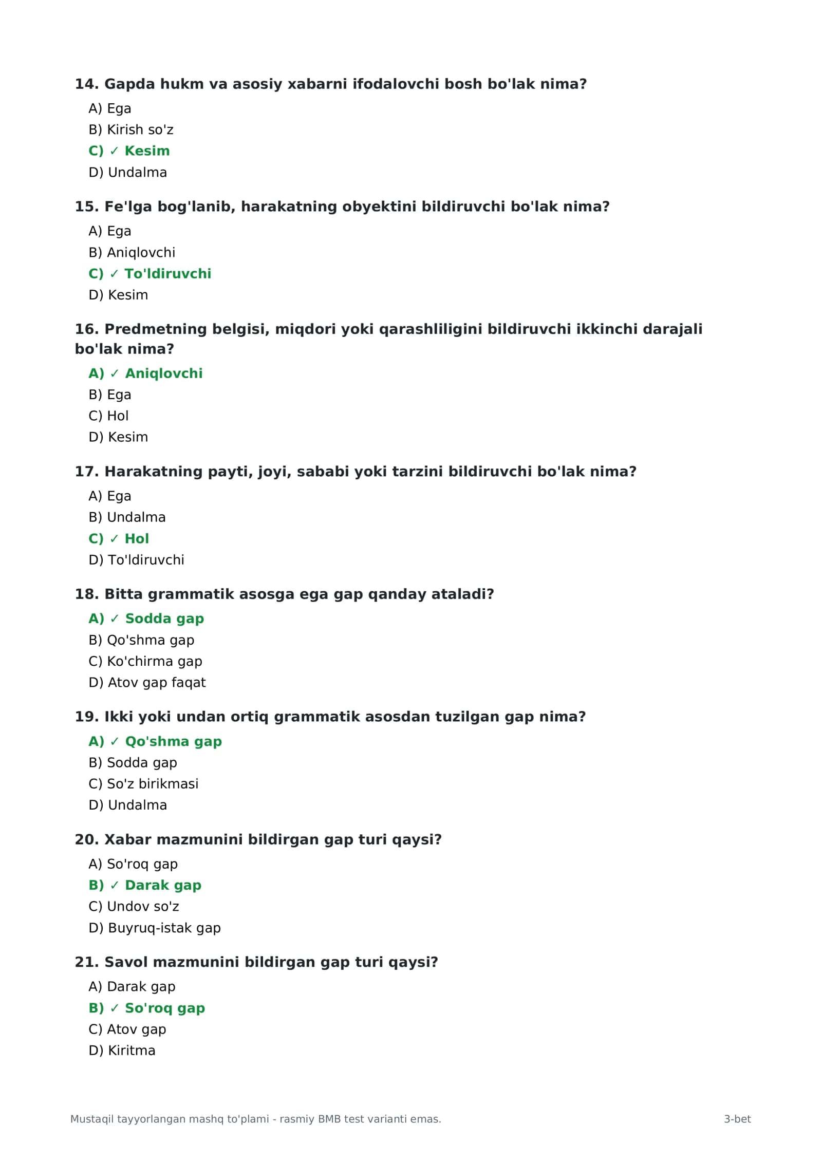 🔥 ONA TILI FANIDAN MILLIY SERTIFIKATGA TAYYORLOV | 60 TA TEST + TO‘G‘RI JAVOBLAR | 2026 ✍️ 3