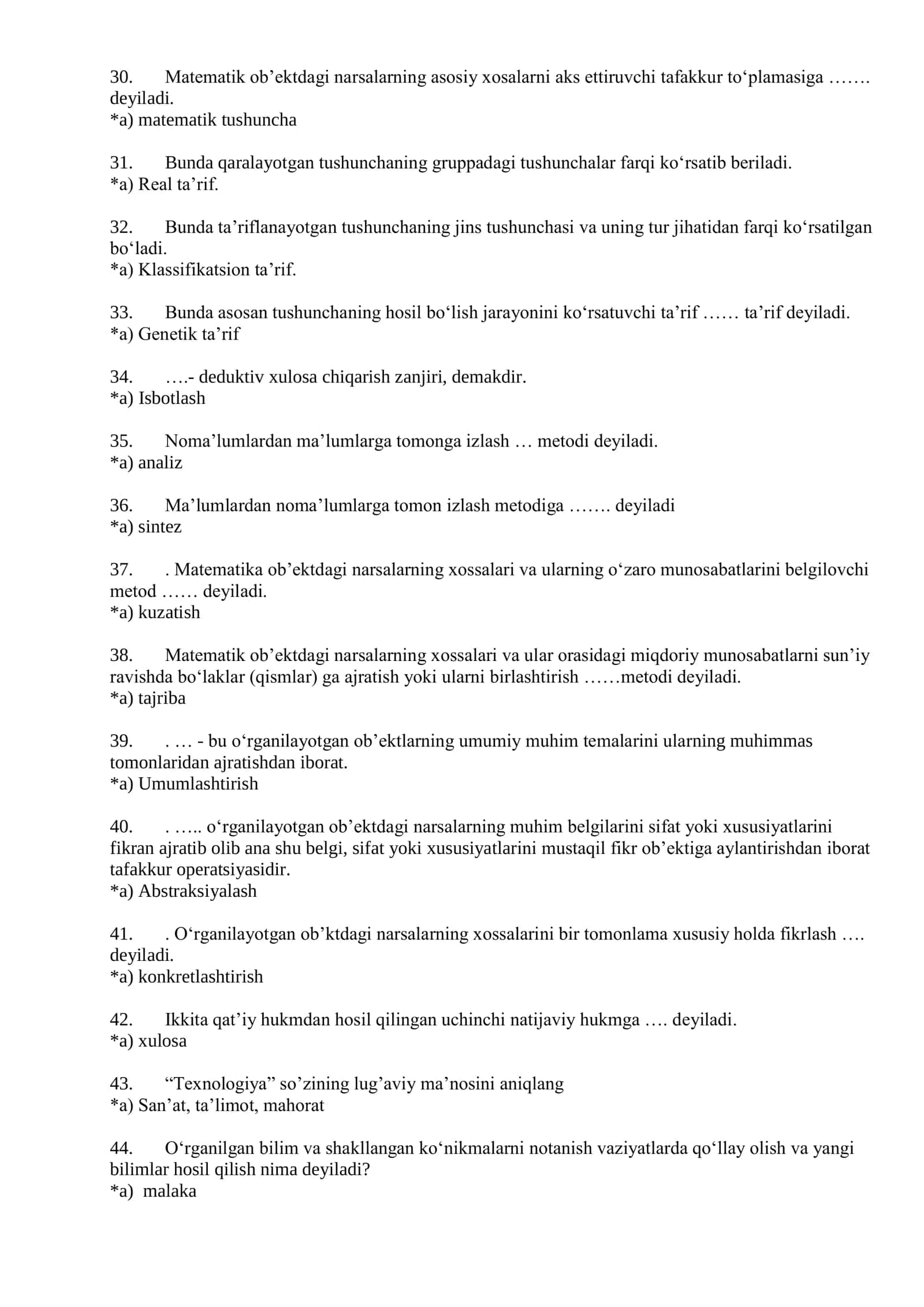 Matematika test 3