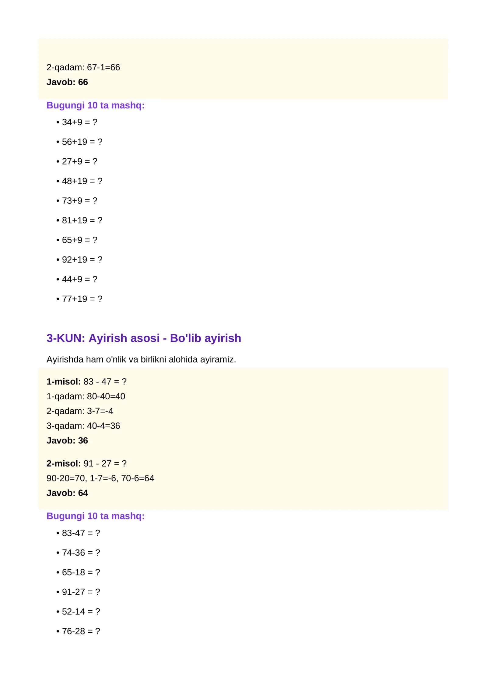 MENTAL ARIFMETIKA Qo'llanma (Matematikada Misollarni tez va osson xisoblash kalkulyatorsiz) 1-Qism 3