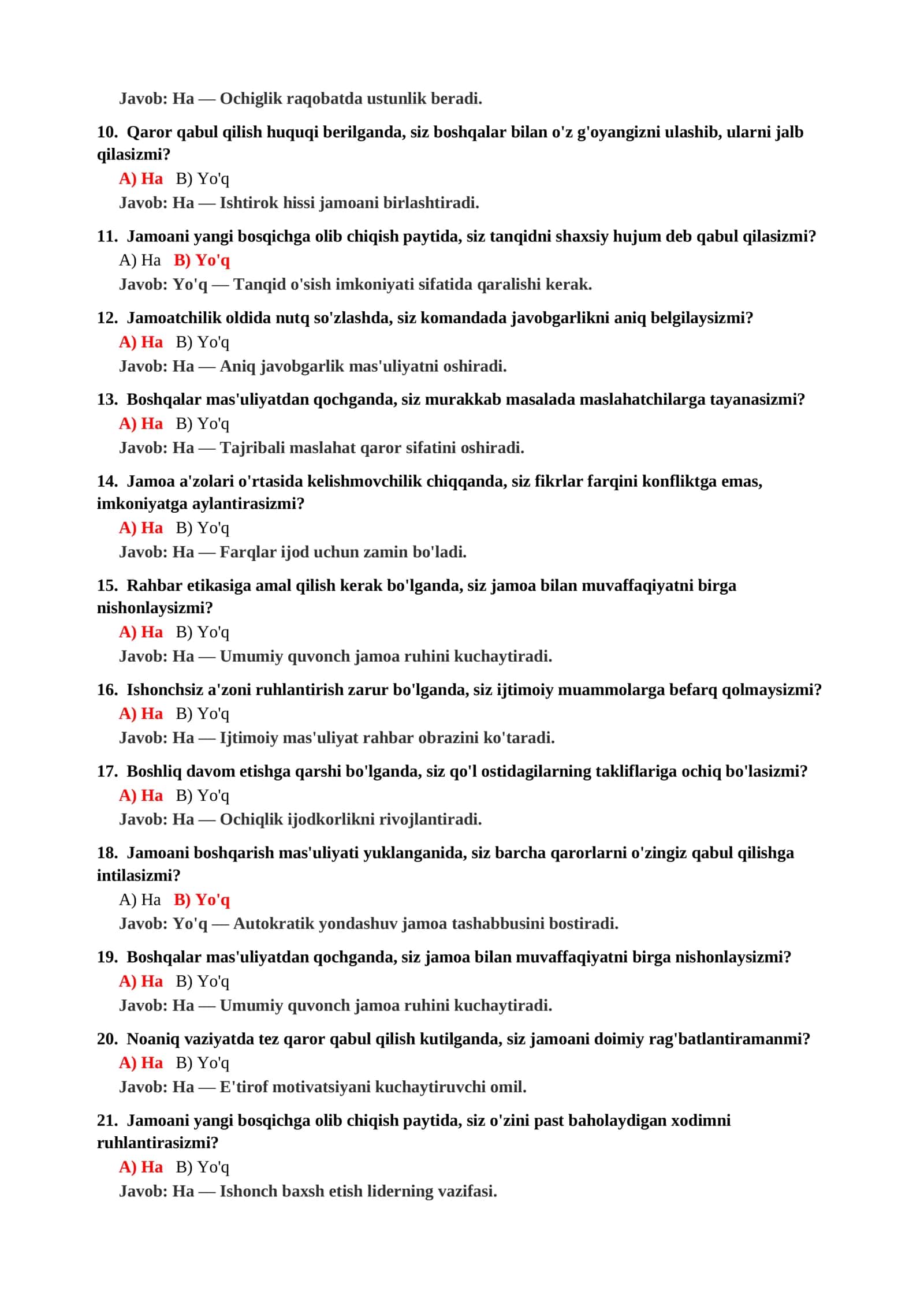 HAYOTIY MAQSADLARNING ANIQLIK DARAJASI TESTI 3