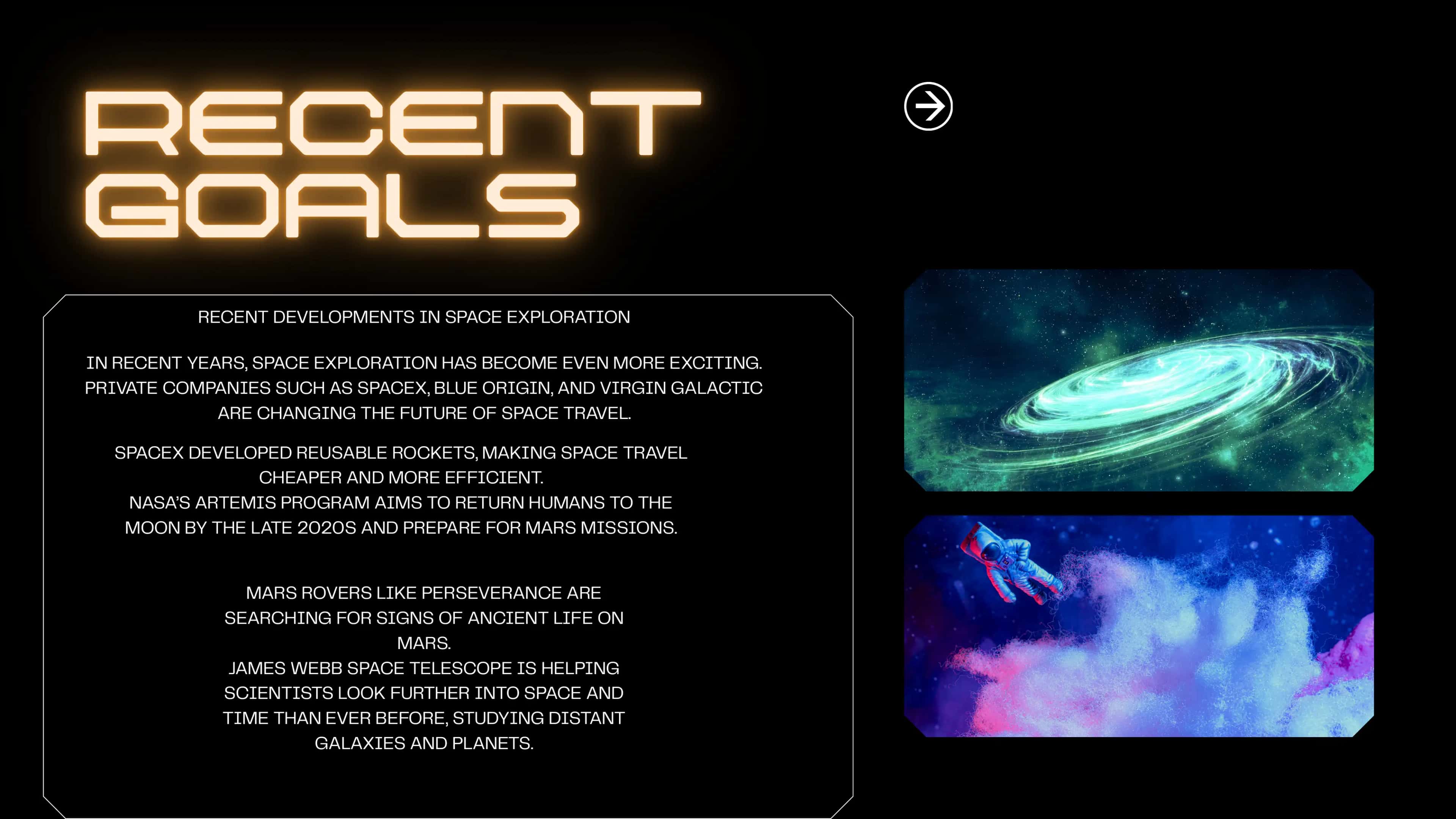 Space exploration :  investigate space exploration in recent developments 3