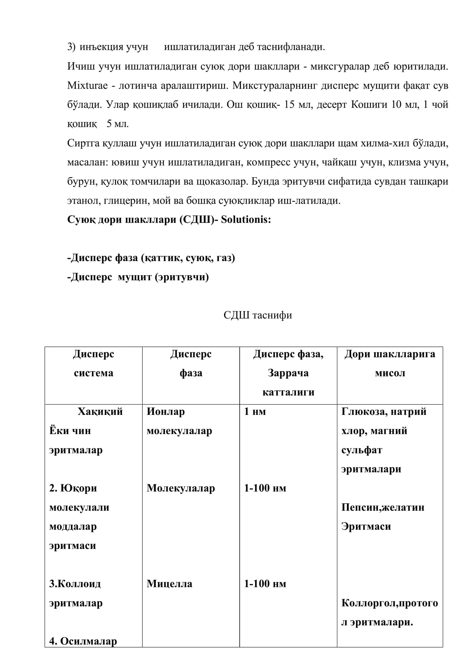 Суюқ дори турларини таърифи, таснифи. Эритмаларни умумий технологияси. Эритмаларни ызига хос тайёрланиши 3