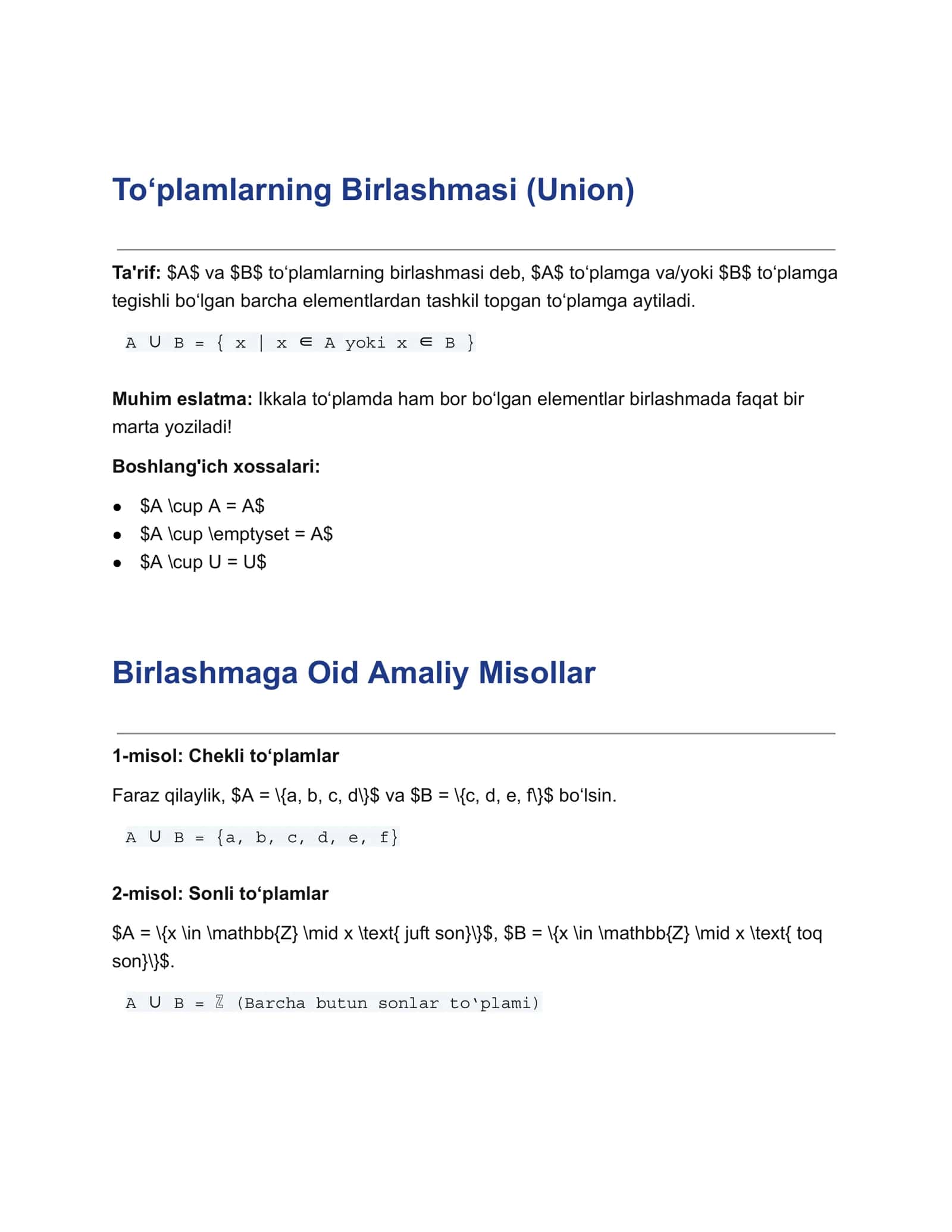 To'plamlar va Ular Ustida Amallar 3