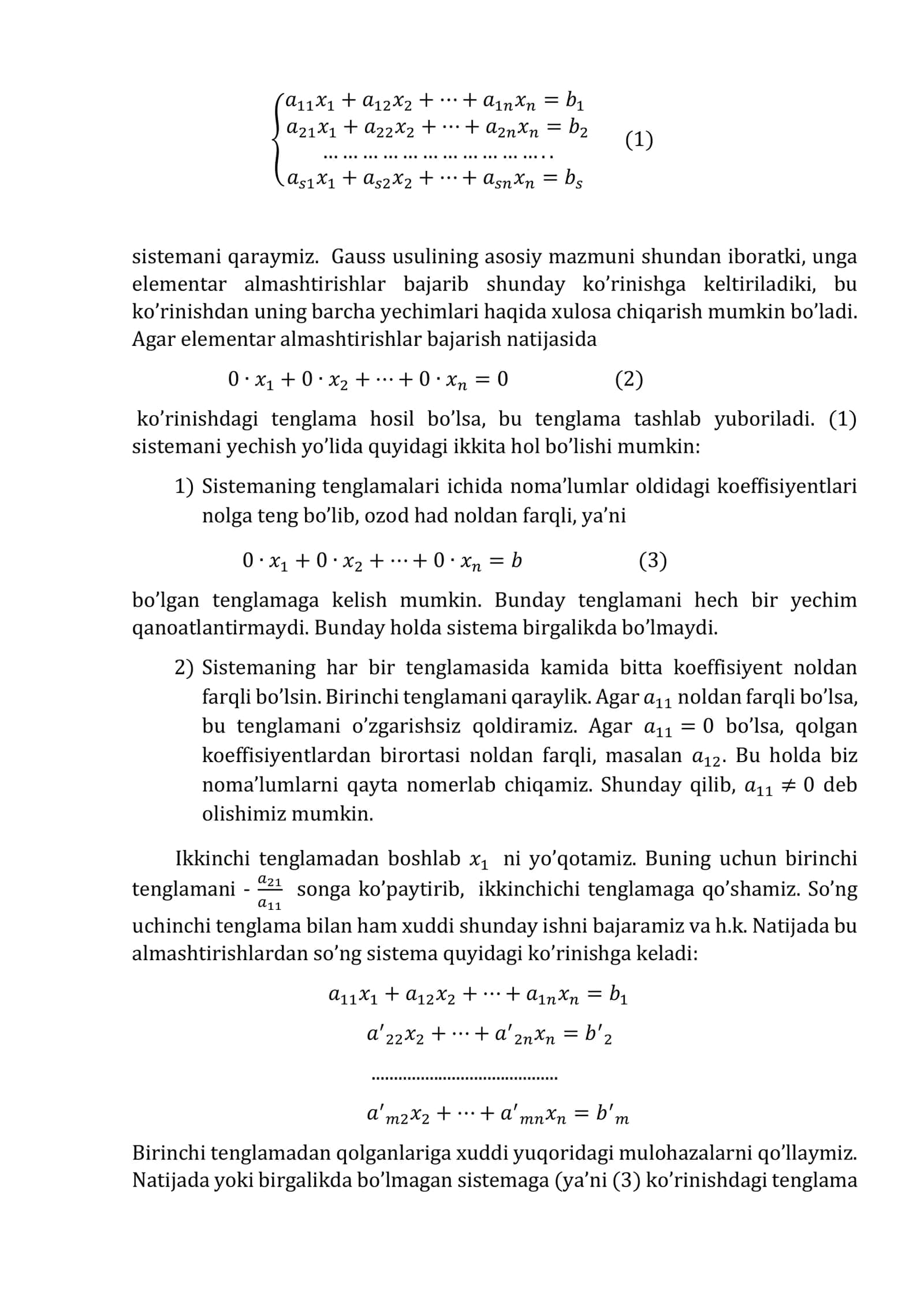 Chiziqli tenglamalar sistemasi 3