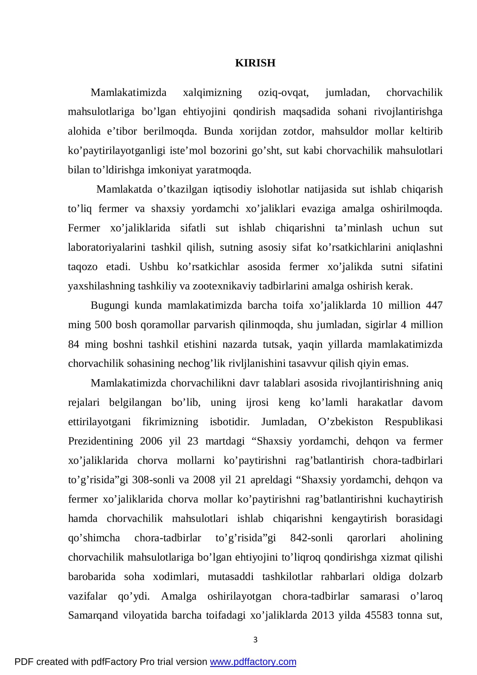 Sut yo’nalishidagi qoramolchilikda ishlab chiqarish xarajatlari hisobi va tahlili 3