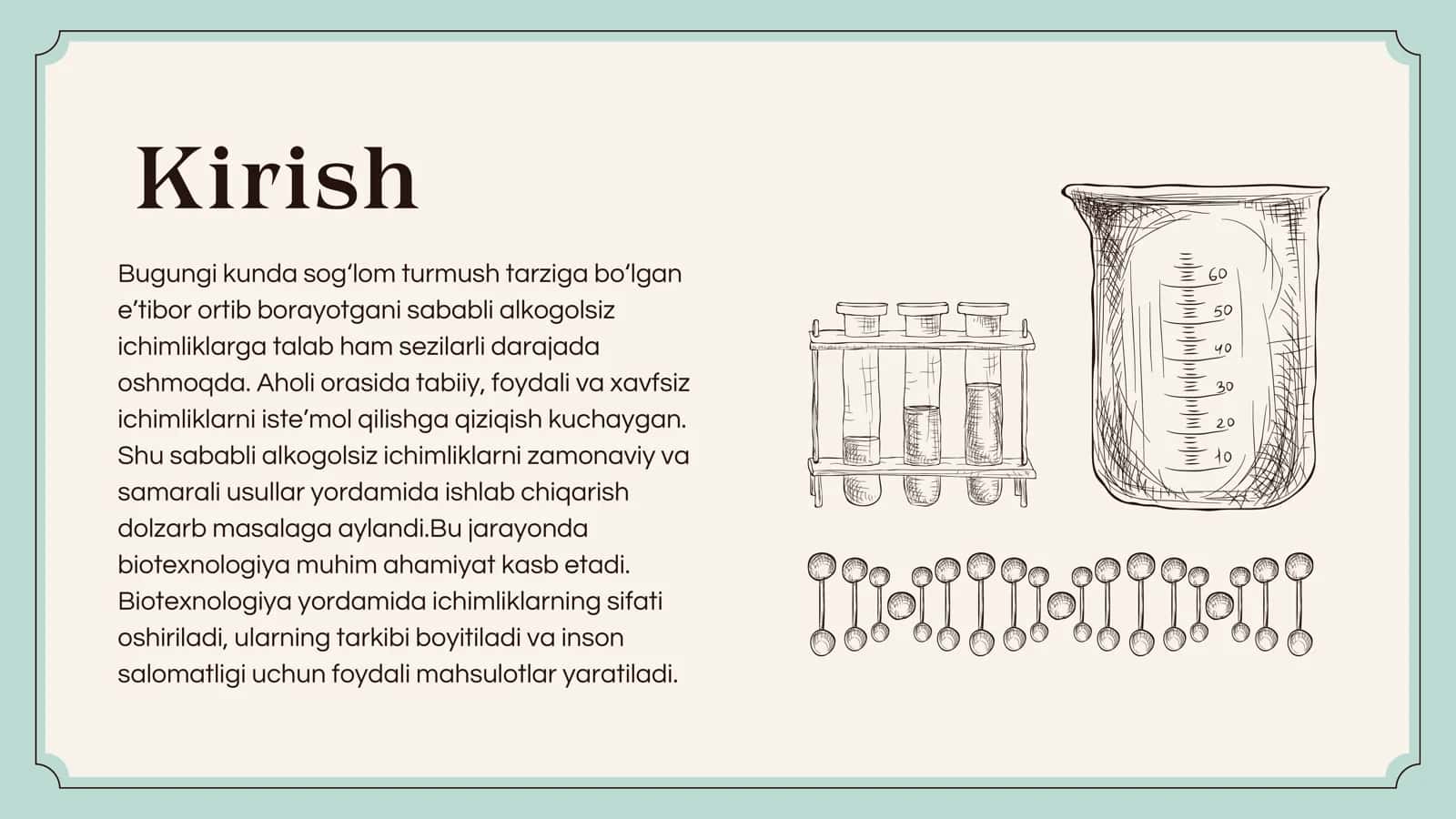 ALKOGOLSIZ ICHIMLIKLAR ISHLAB CHIQARISHDA BIOTEXNOLOGIYA 3