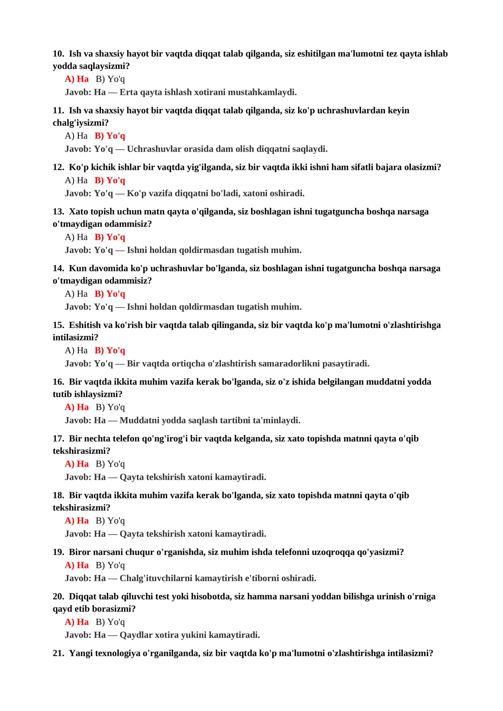 O'qituvchilar uchun psixologiya fanidan testlar 3