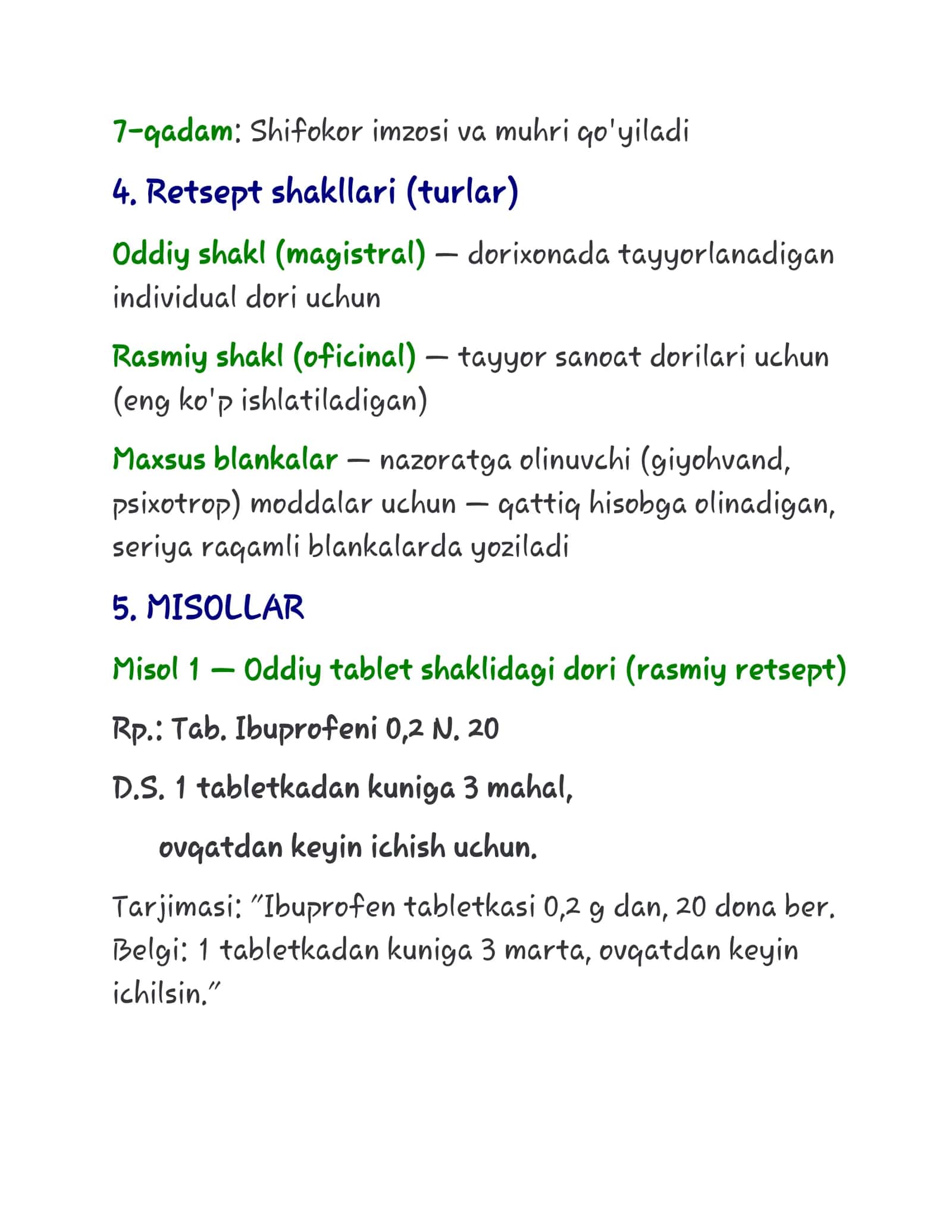 Retsept yozish qoidalari | Tibbiy retsept blankasi, Rx belgilari va retsept yozish tartibi | PDF 3