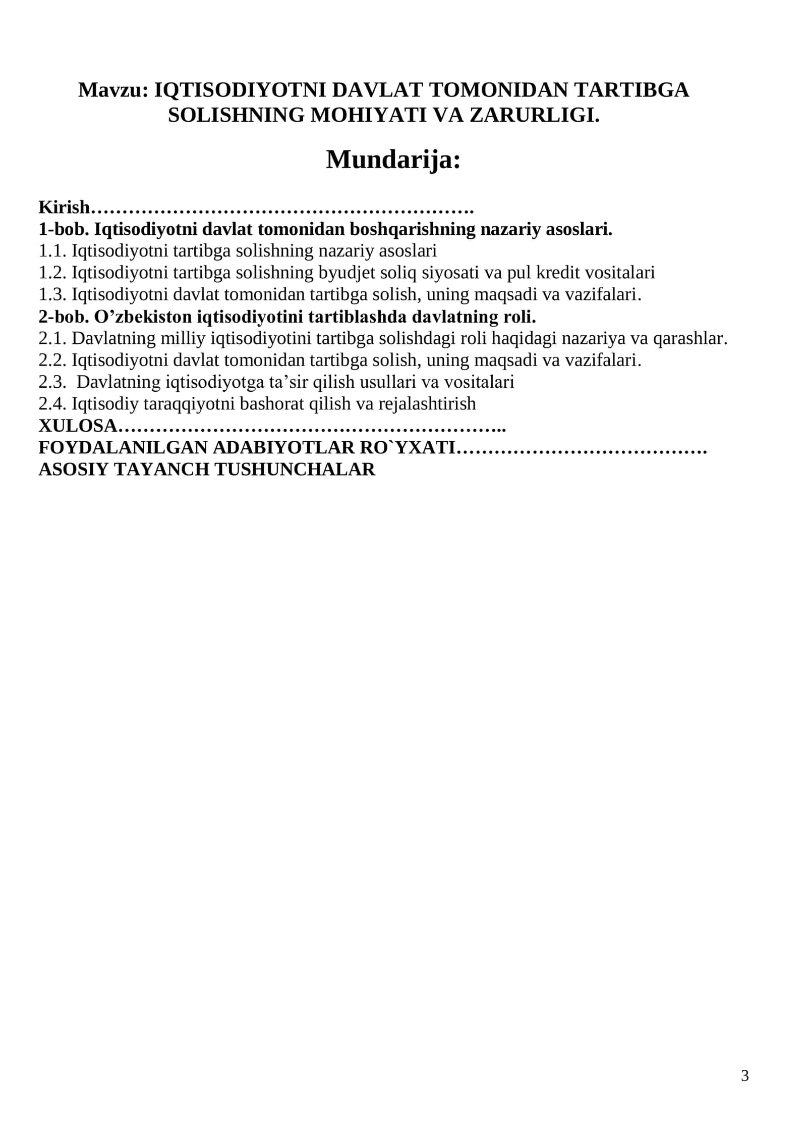 IQTISODIYOTNI DAVLAT TOMONIDAN TARTIBGA SOLISHNING MOHIYATI VA ZARURLIGI 3