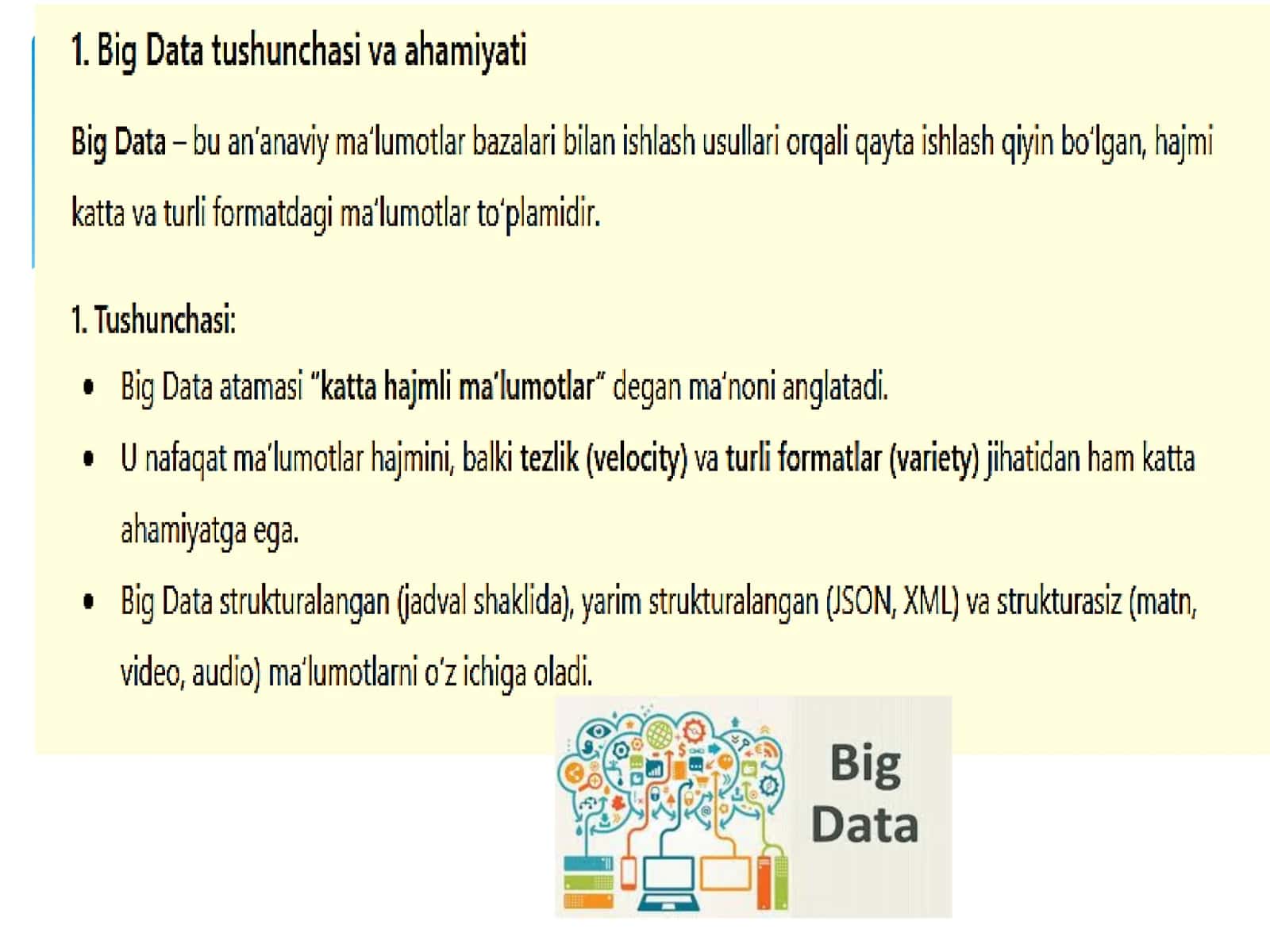 Iqtisodiyotda axborot kommunikatsion texnologiyalar va tizimlar fanidan,, Big Data bilan ishlash texnologiyalari 3