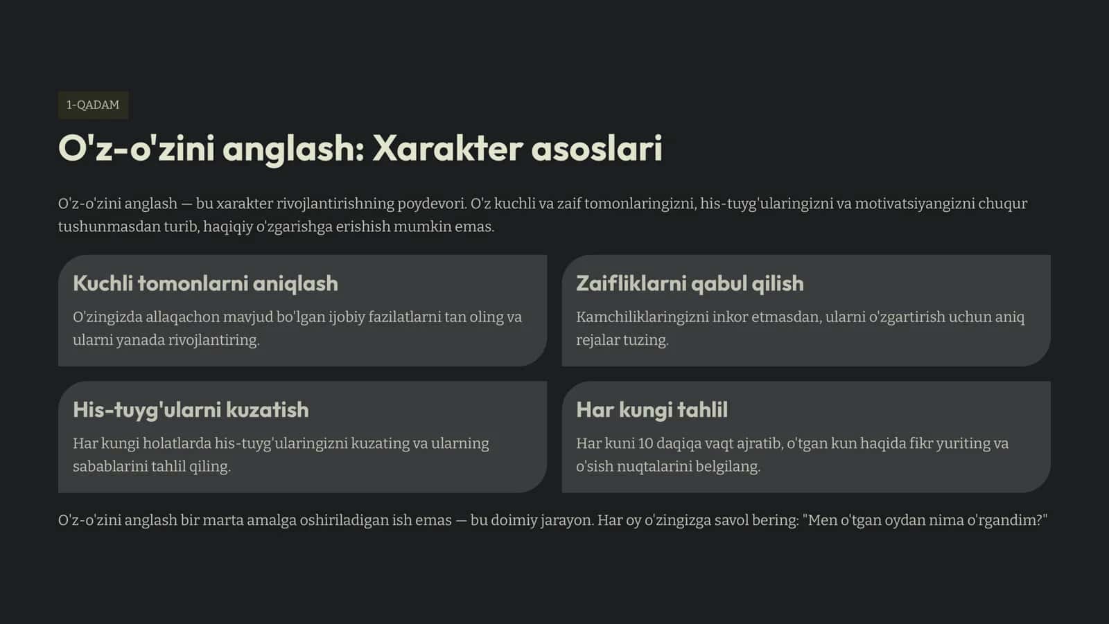 Xarakterni  rivojlantirish 3