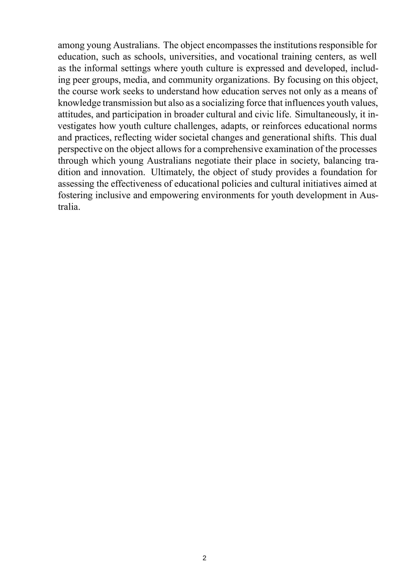 Objectives and Tasks of the Course Work 3