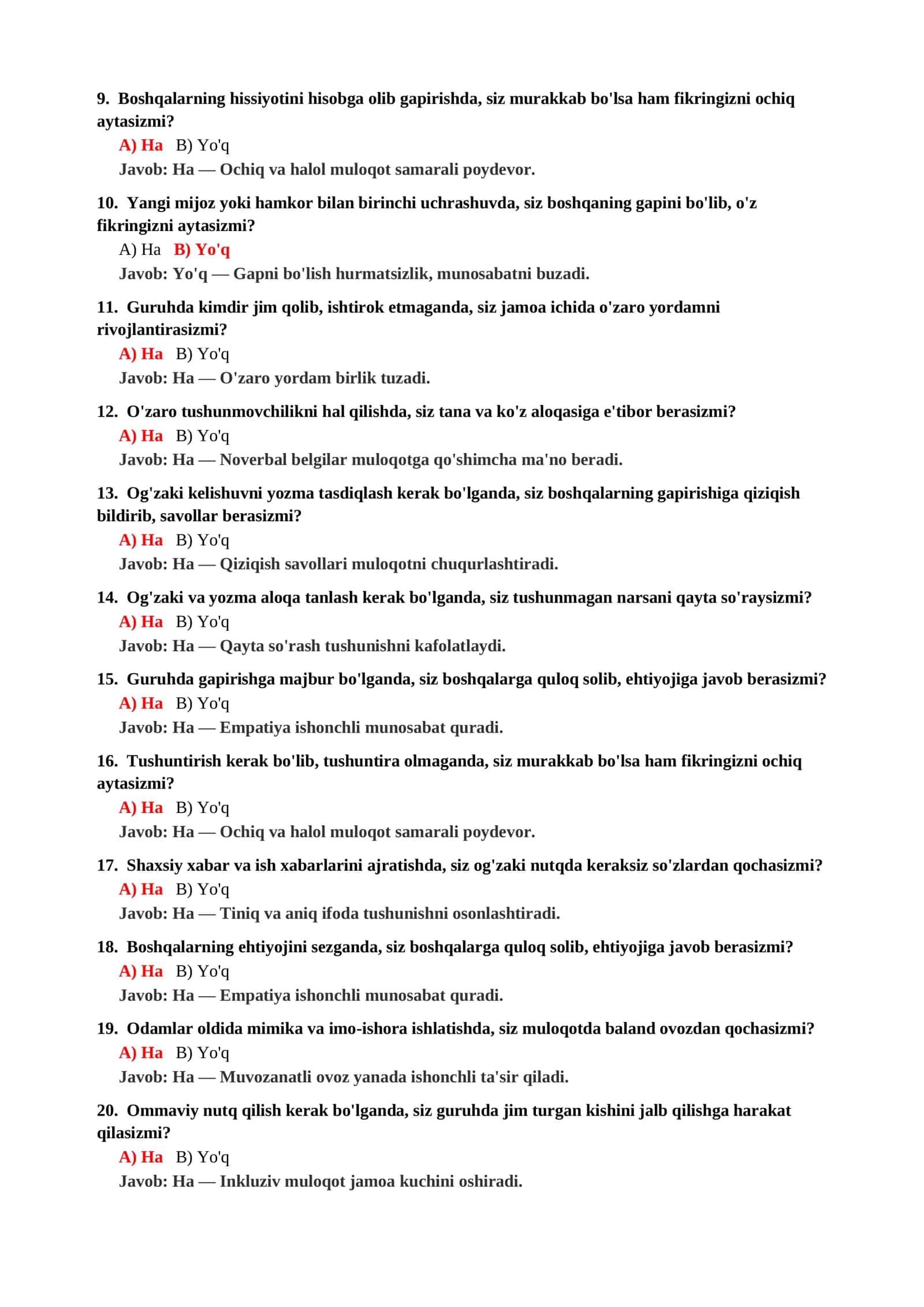 Psixologiya fanidan nazariy bilimlarni tekshirish testlari 3