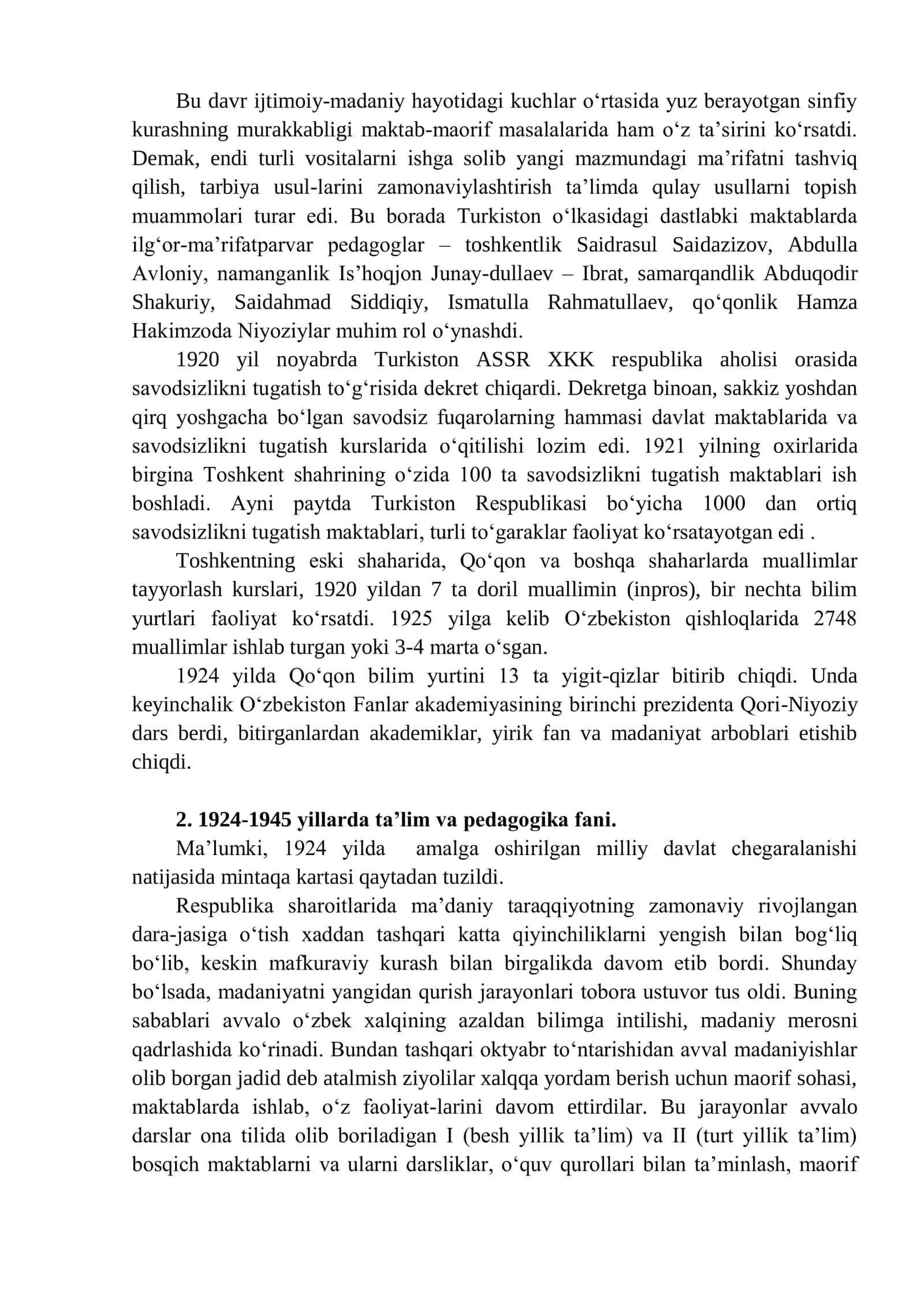 1917-1945 YILLARDA O‘ZBEKISTONDA TA’LIM TIZIMI VA PEDAGOGIK FIKRLAR RIVOJI (Ikkinchi qism) 3