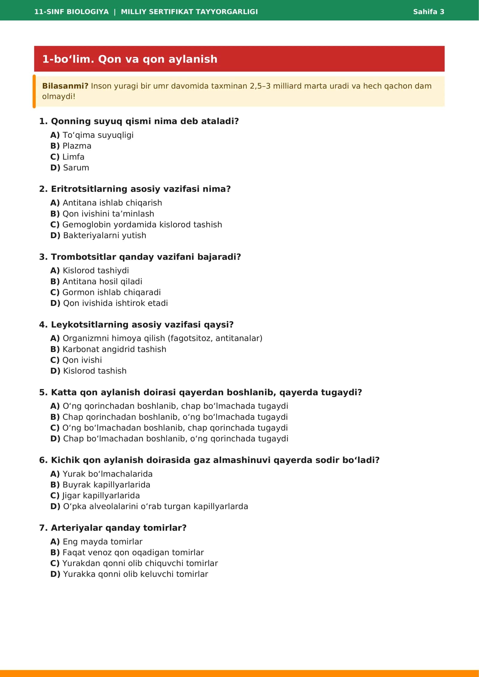 11-SINF BIOLOGIYA | MILLIY SERTIFIKAT TAYYORGARLIGI 3