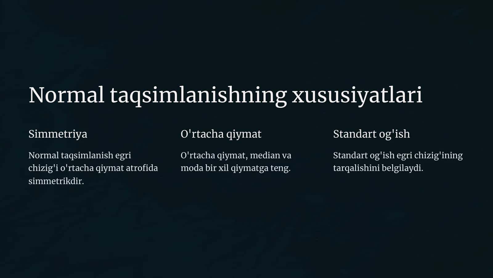 Normal taqsimlanish nazariyasi va uni amaliyotga tatbiq etish 3