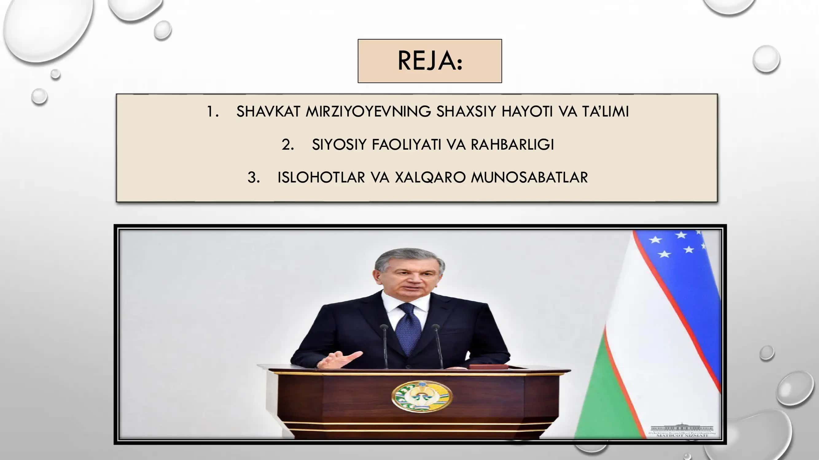 O’ZBEKISTON RESPUBLIKASI PREZIDENTI SHAVKAT MIROMONVICH MIRZIYOYEV 3