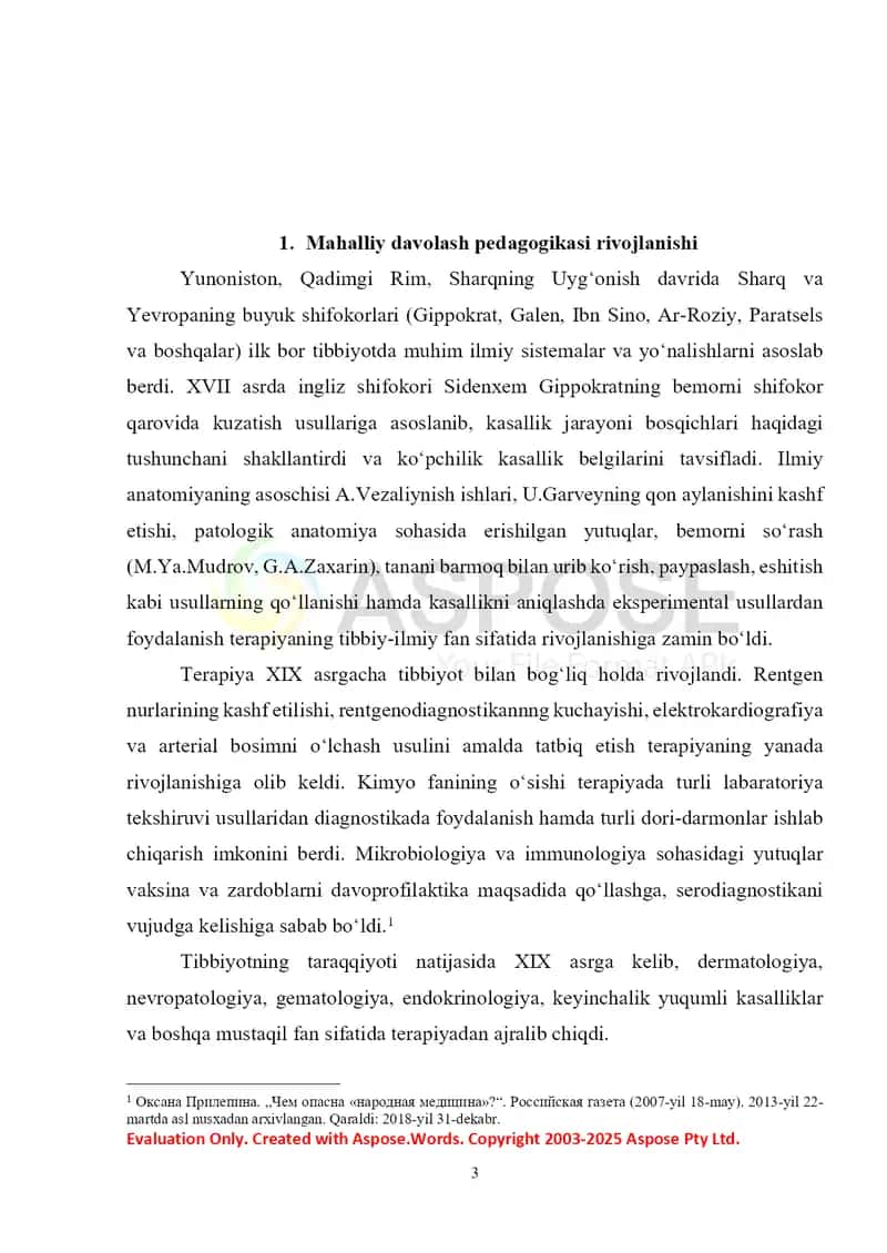 Mahalliy davolash pedagogikasi rivojlanishining asosiy bosqichlari 3