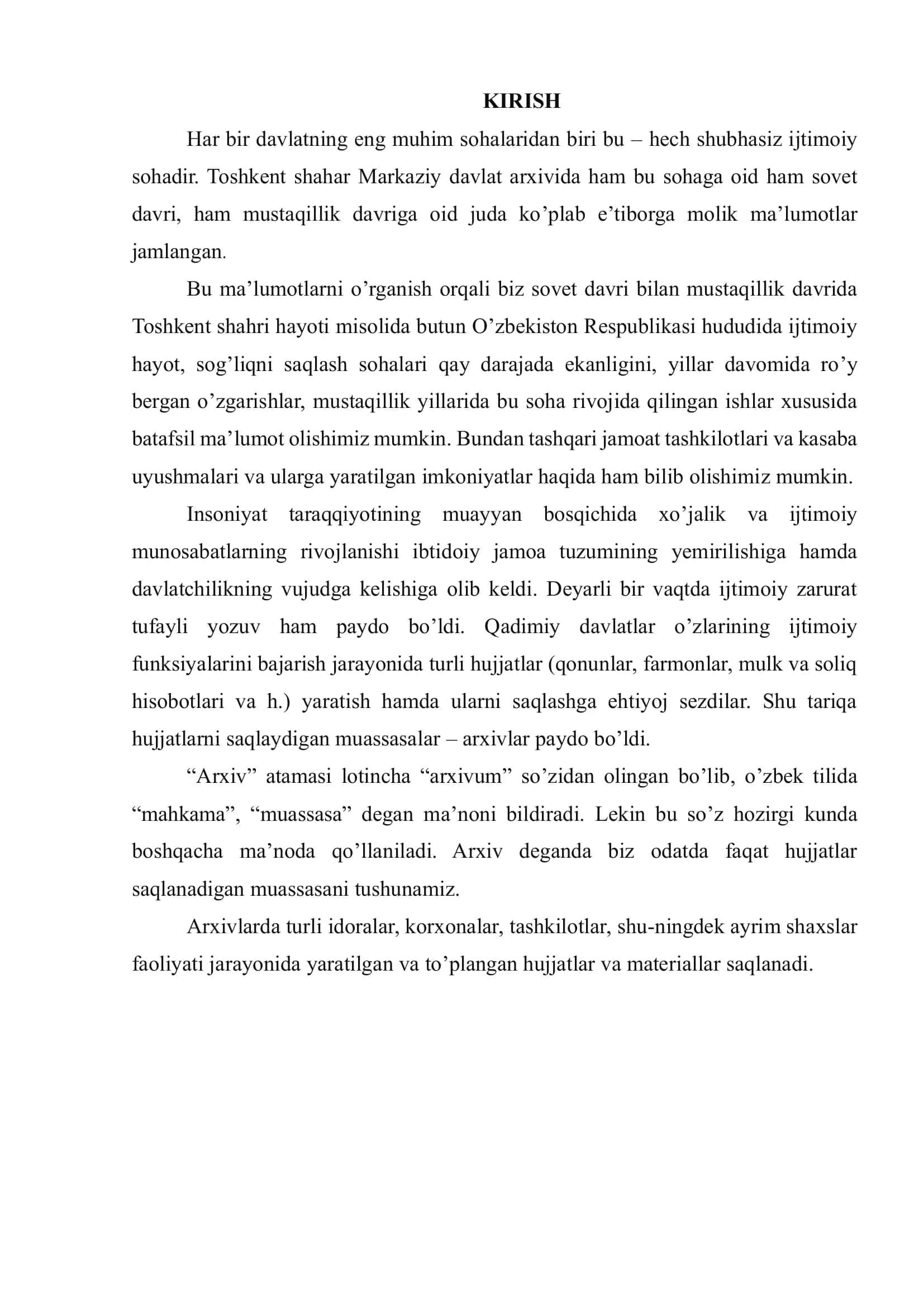 ARXIVSHUNOSLIK-TANISHUV  AMALIYOTI HISOBOTI - Buxoro viloyat Qorovulbozor tuman arxivi tarixi va faoliyati 3