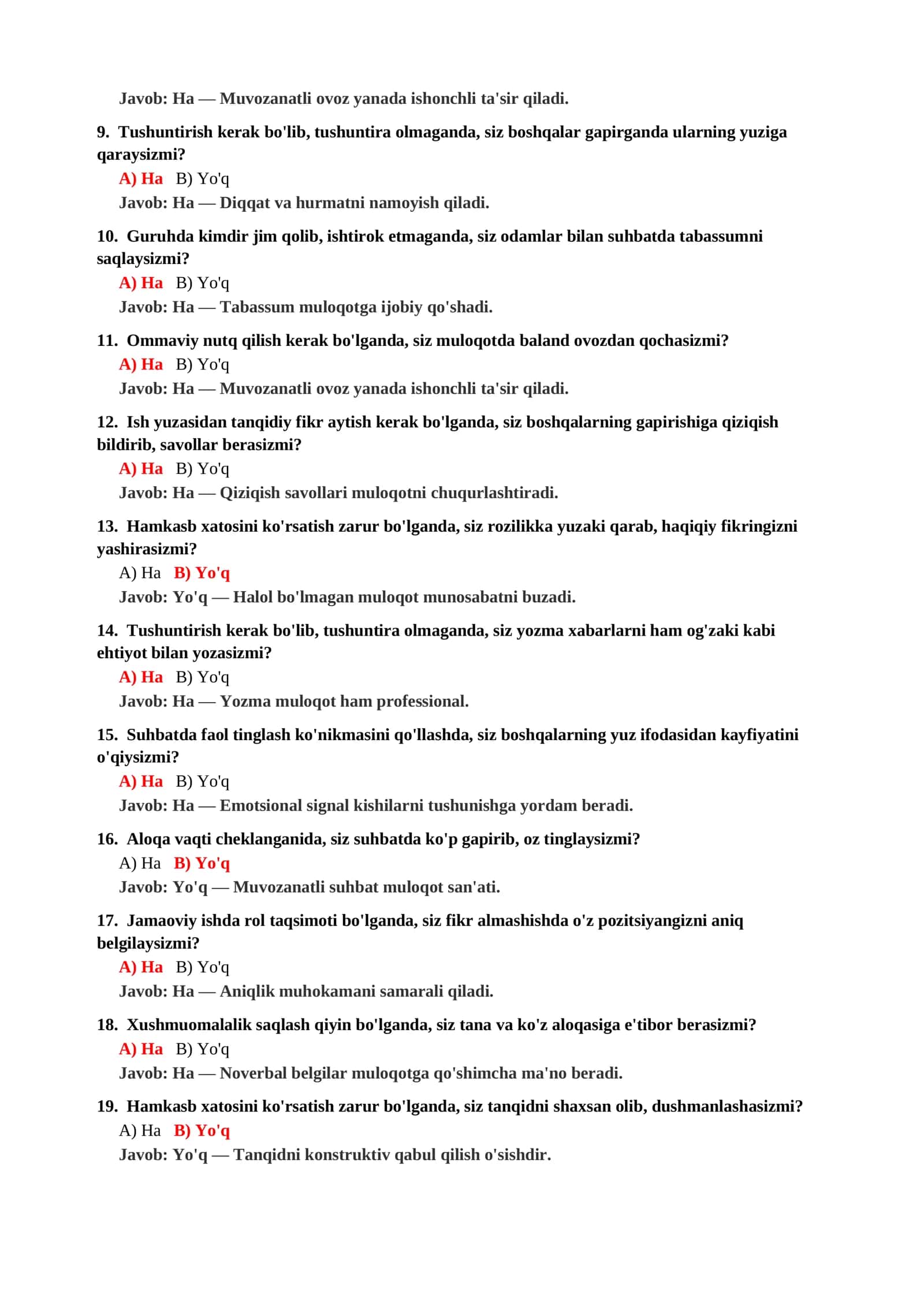 Psixologiya Fanidan Test Savollari va Javoblari (3-VARIANT) 3
