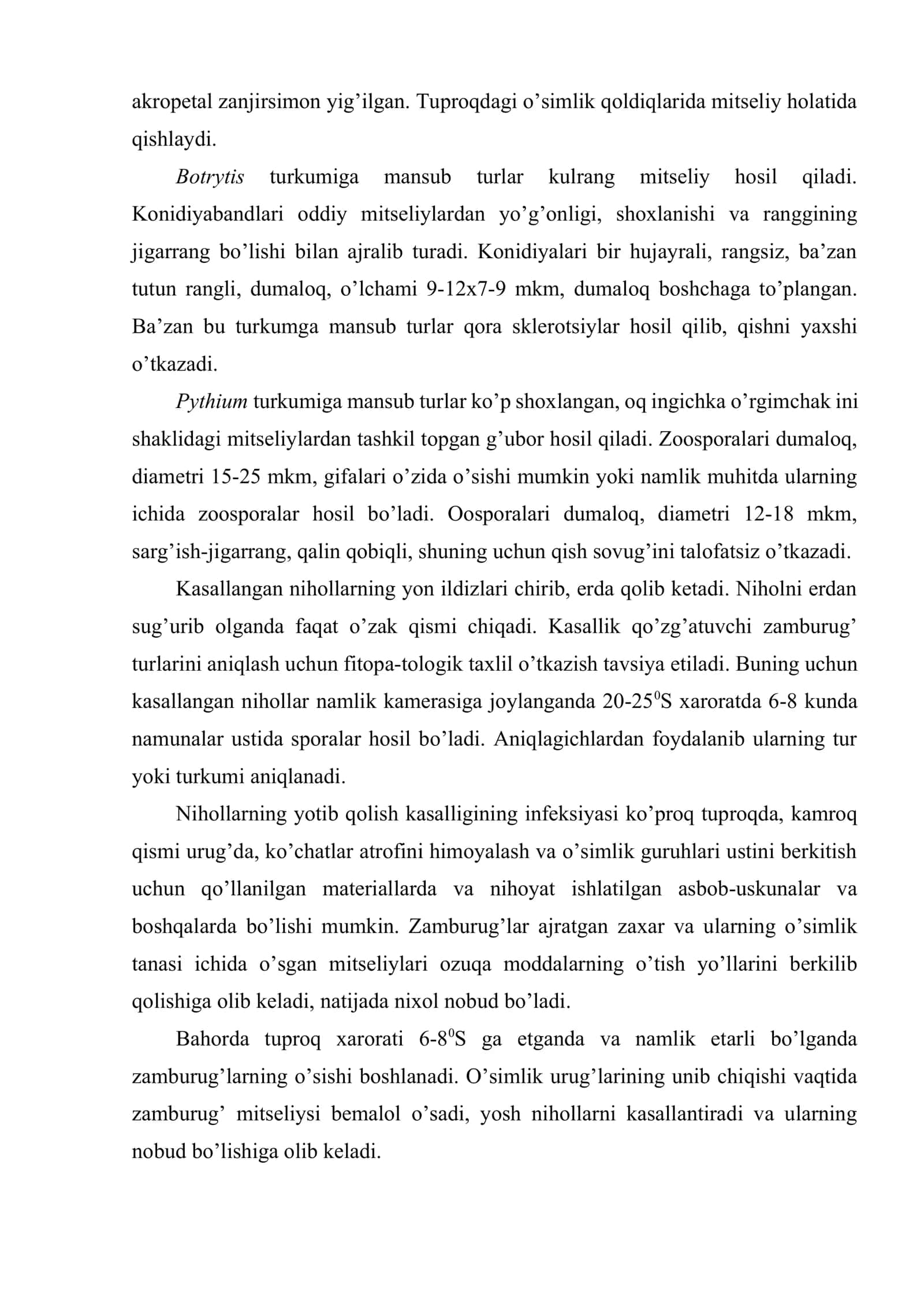 Nihol, ko’chat va o’simlik mevalarining hamda urug’larining kasalliklari va ularga qarshi kurash choralari 3