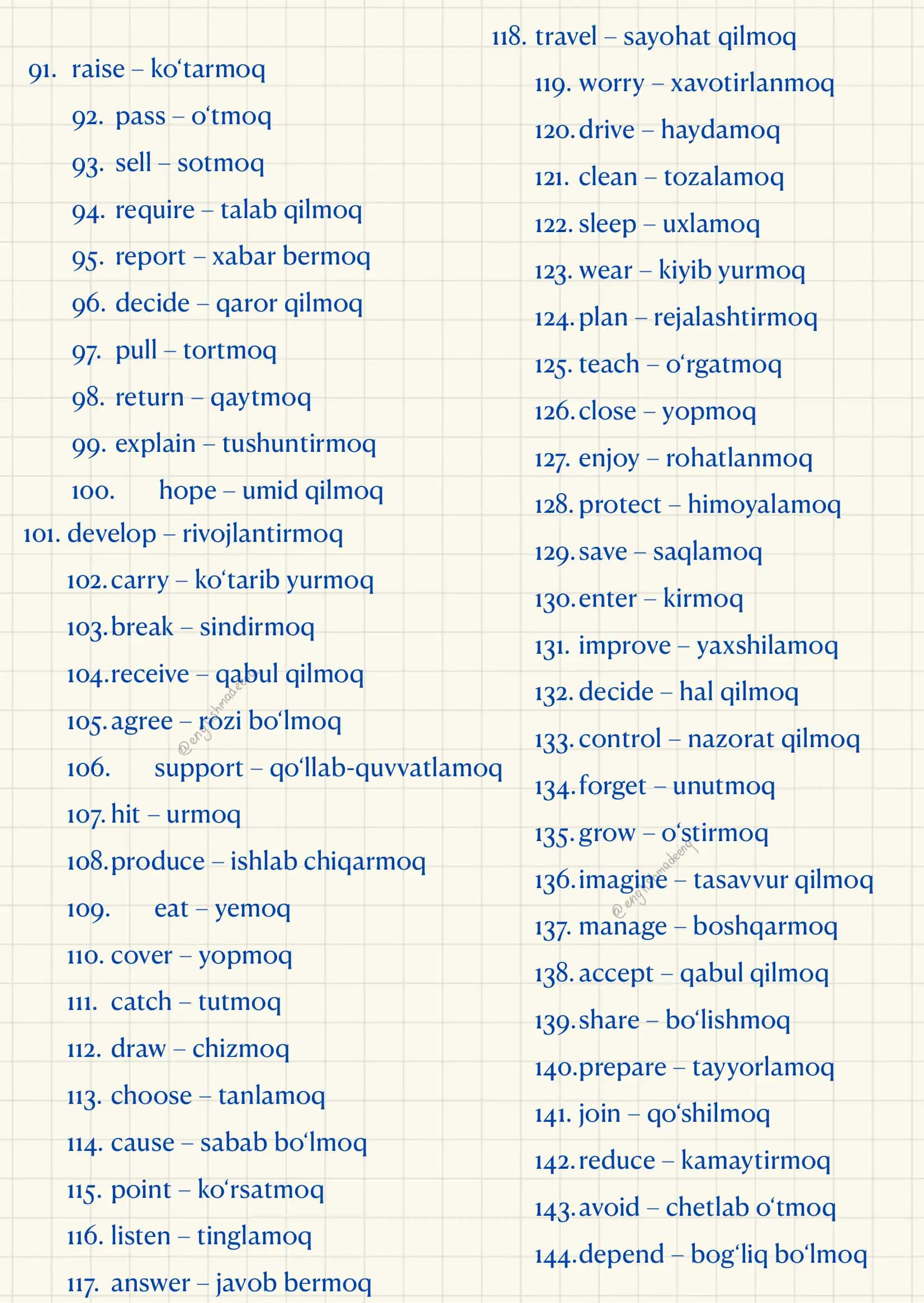 Verb List 3