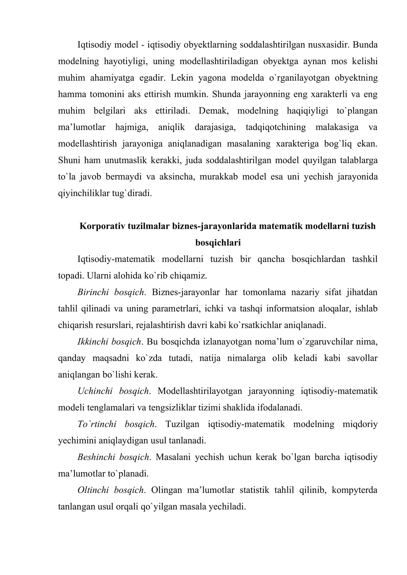 Korporativ tuzilmalarning biznes-jarayonlari tahlilida miqdoriy usullardan foydalanish 3