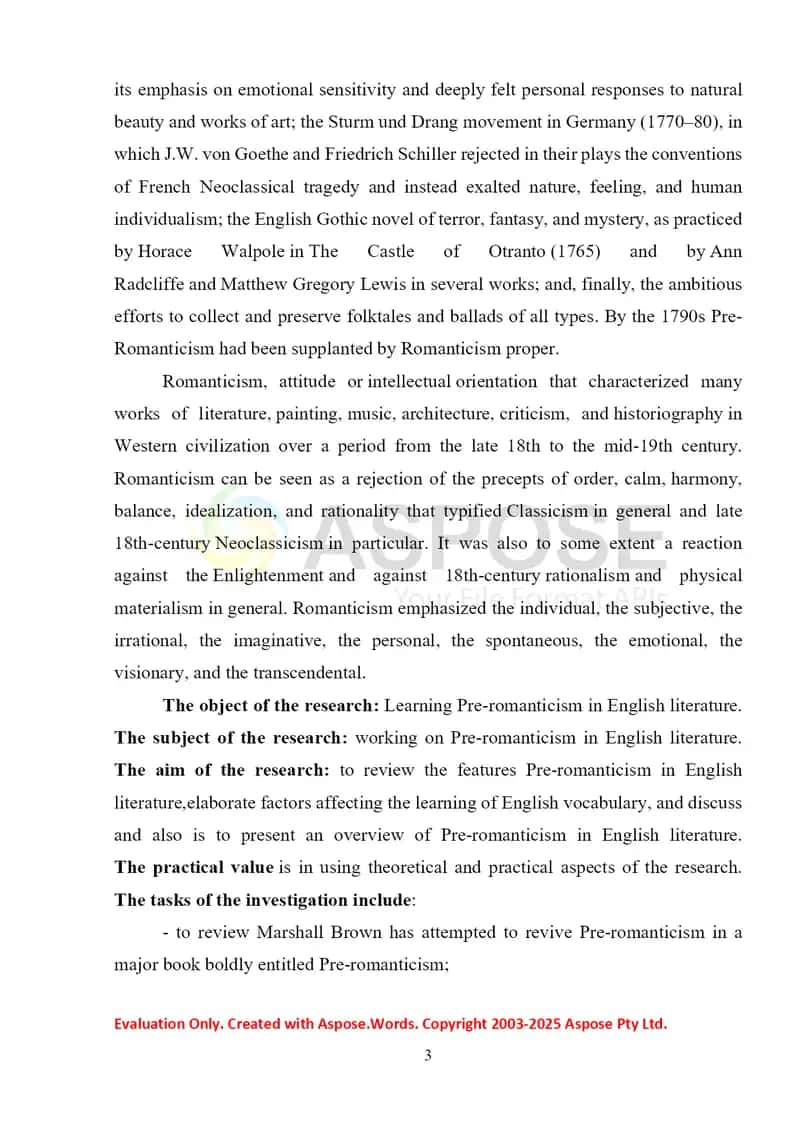 Pre-Romantic Literature 3