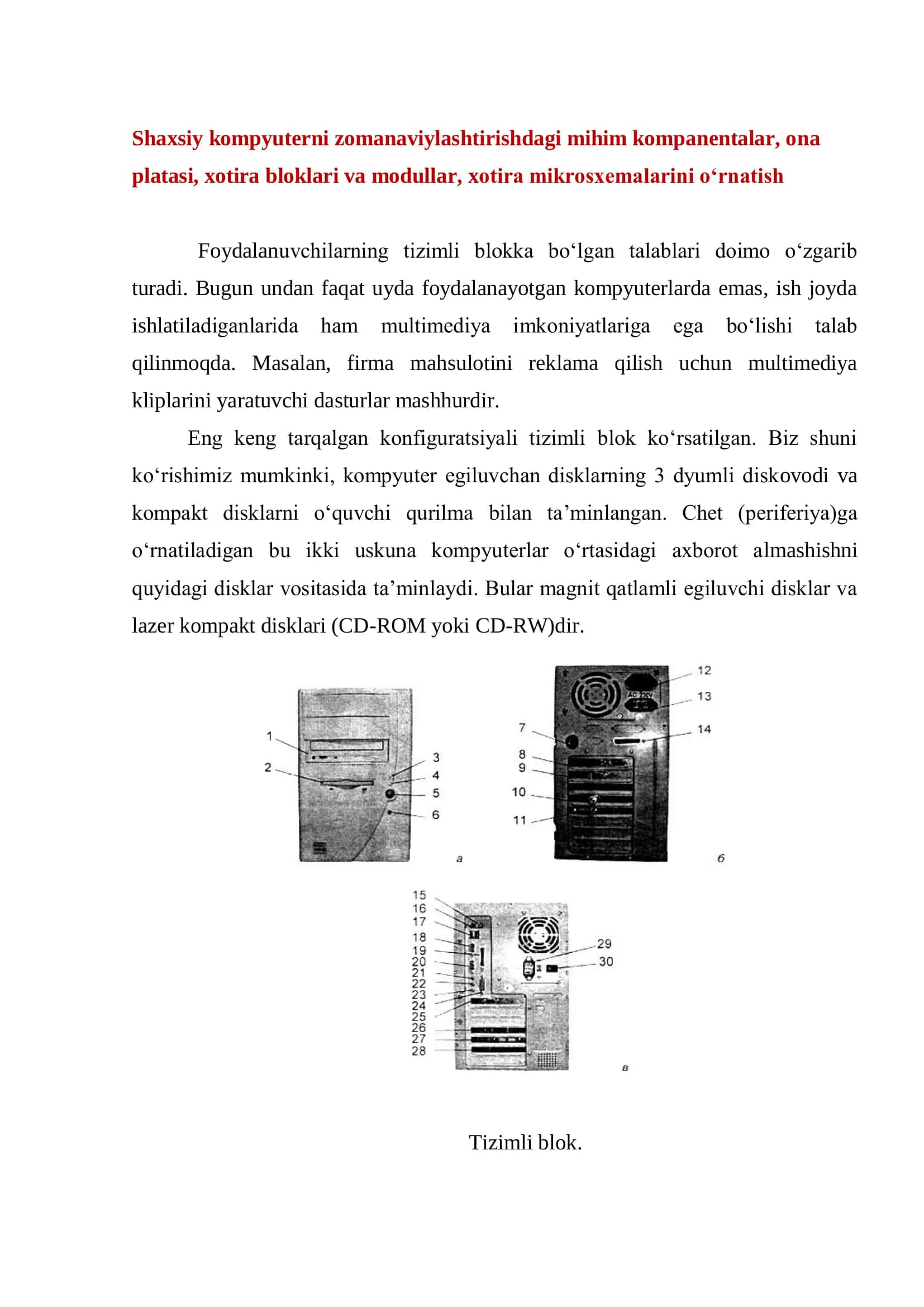 Shaxsiy kompyuterni zomanaviylashtirishdagi mihim kompanentalar 3