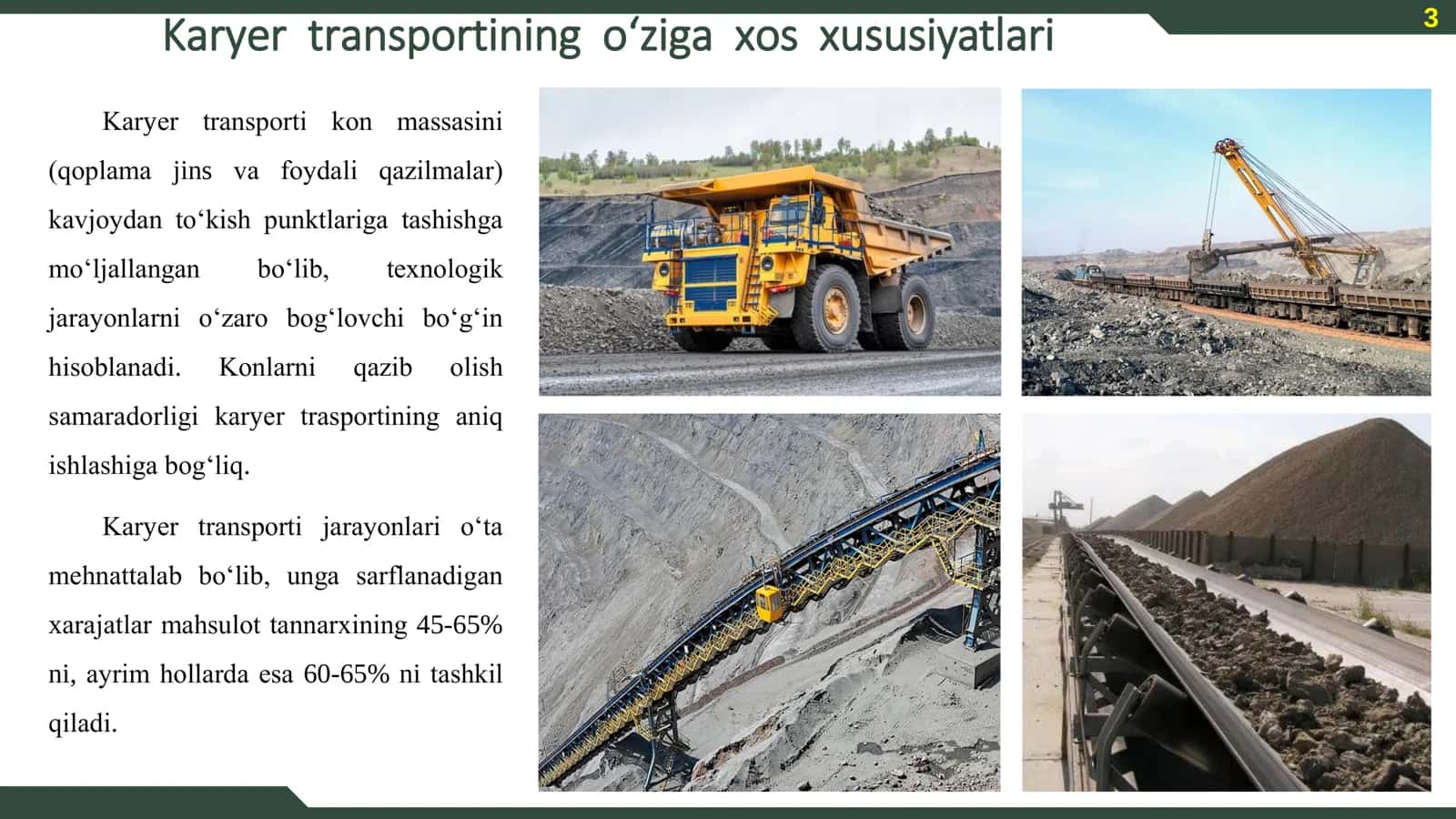 Ochiq kon ishlarida transport tizimi 3