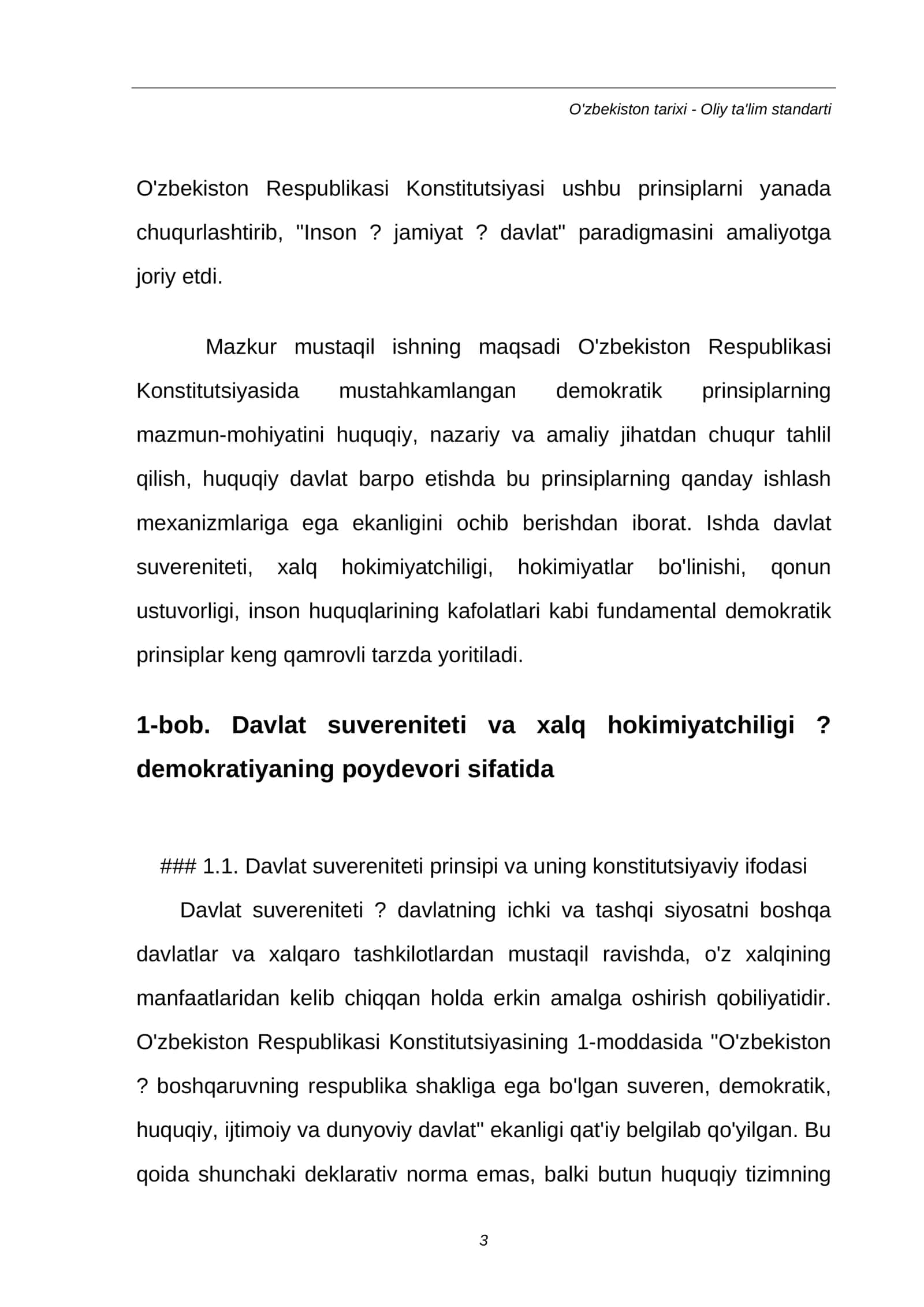 MUSTAQIL ISH: O'zbekiston Respublikasi Konstitutsiyasining demokratik prinsiplari 3