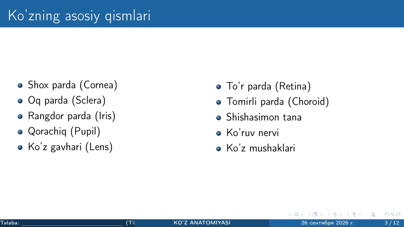 KO’Z ANATOMIYASI 3