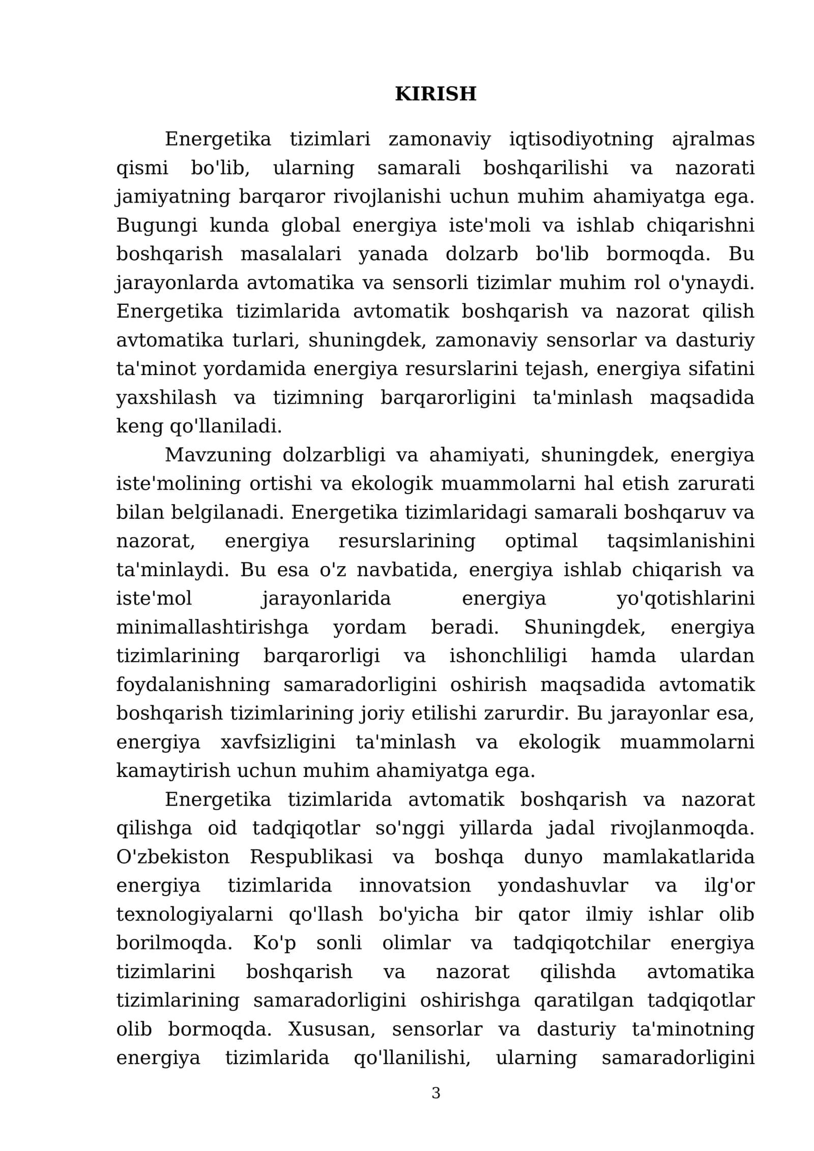 Energetika tizimini holatlarini boshqarish va nazorat qilish avtomatika turlari 3