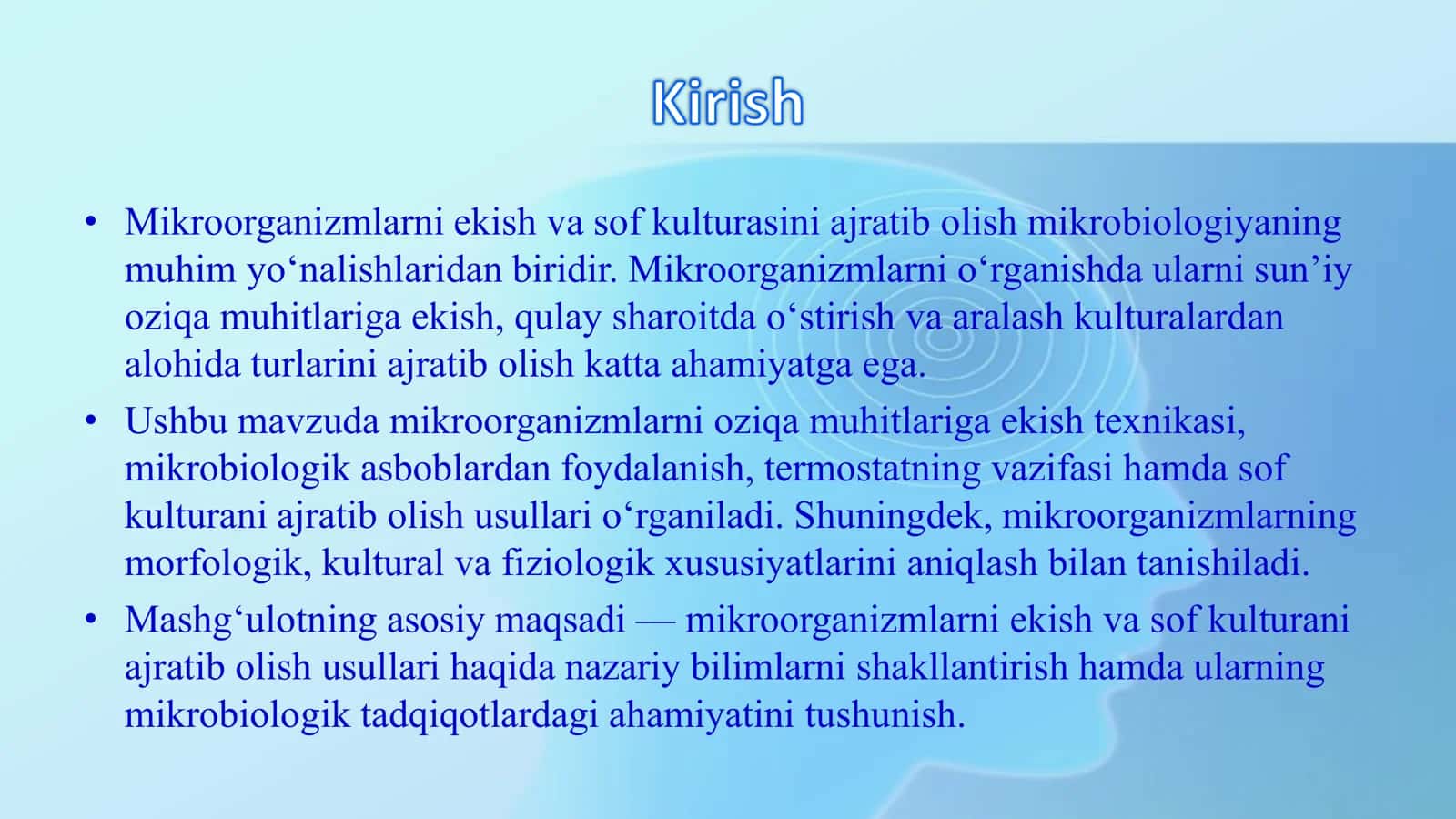 Mikroorganizmlari ekish va sof kulturasini ajratib olish usullari 3