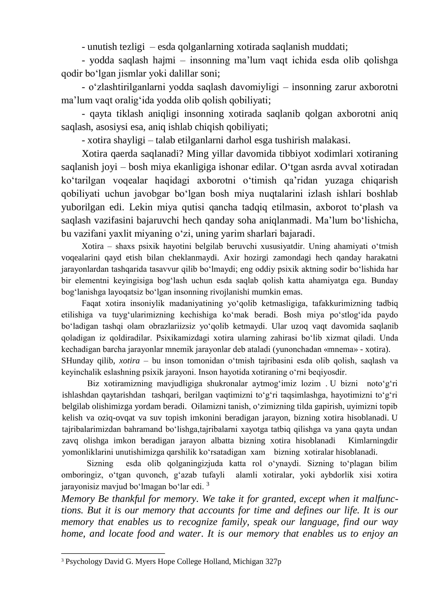 Xotira va uning nerv fiziologik asoslari 3
