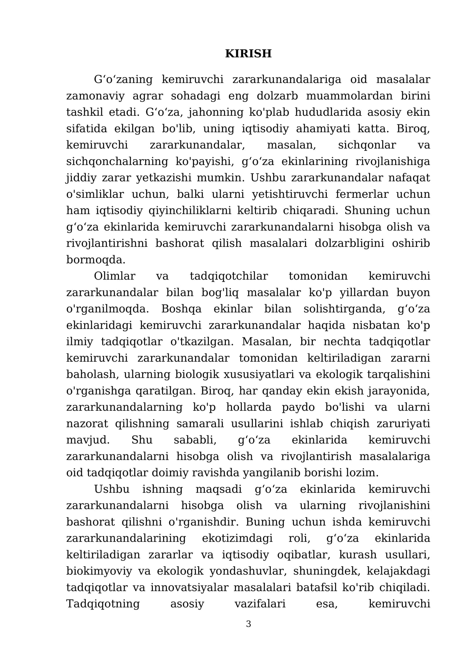 Gʻoʻzaning kemiruvchi zararkunandalarni hisobga olish va rivojlantirishni bashorat qilish bo'yicha Mustaqil ishi 3