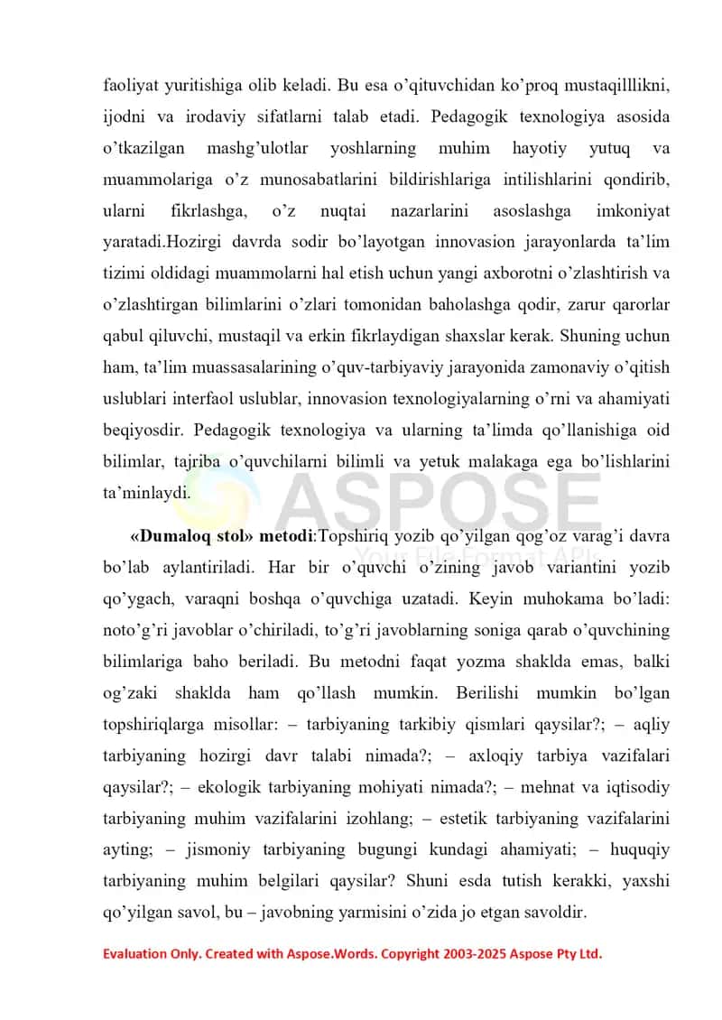 Tarbiya fanini o‘qitishda tarbiya treninglari asosida faoliyatni tashkil etish 3