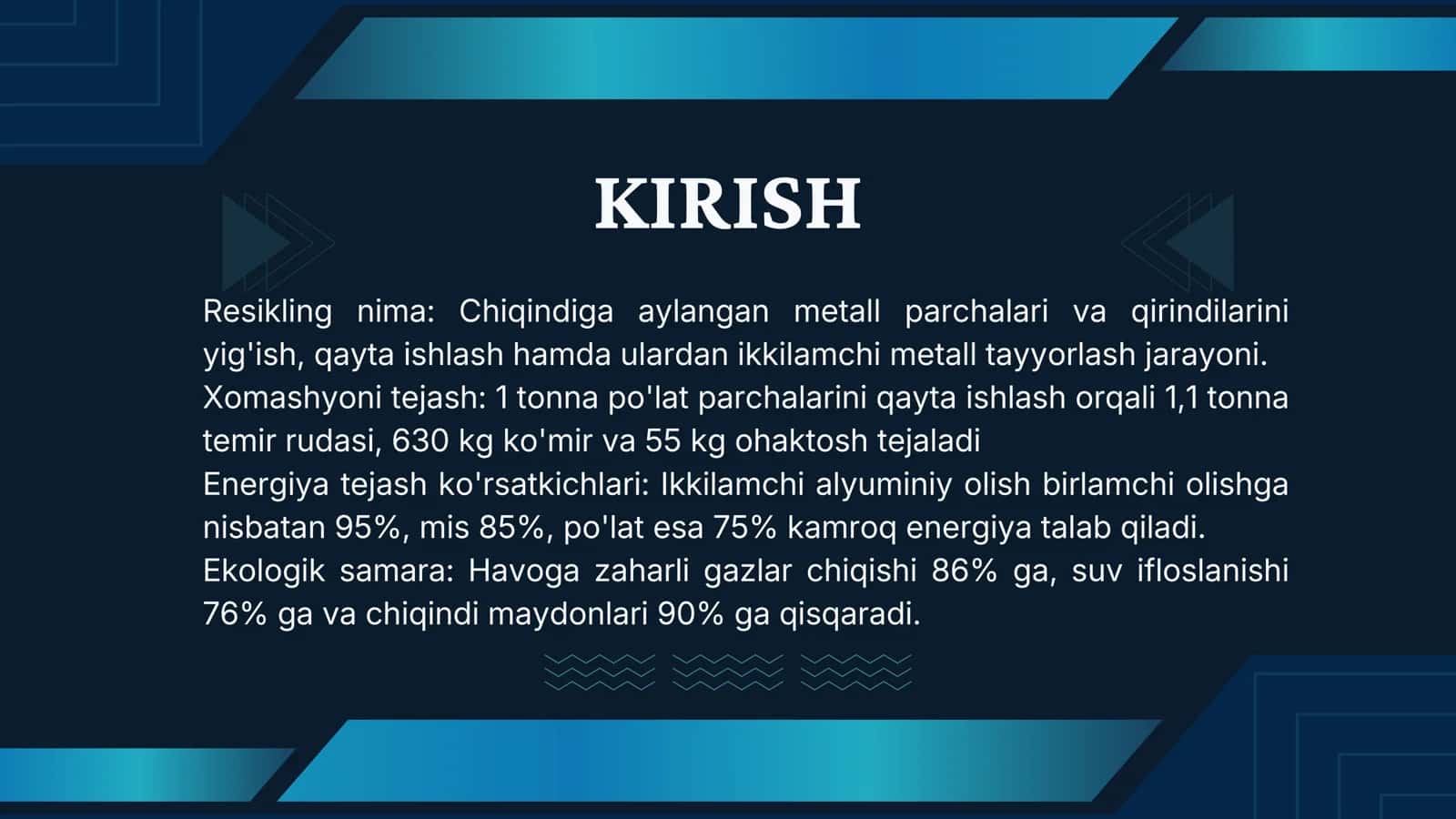 METALL TEMIR-TERSAKLARI VA ULARNI CHIQINDILARINI NAVLARGA AJRATISH HAMDA QIRQISH TEXNOLOGIYASI 3