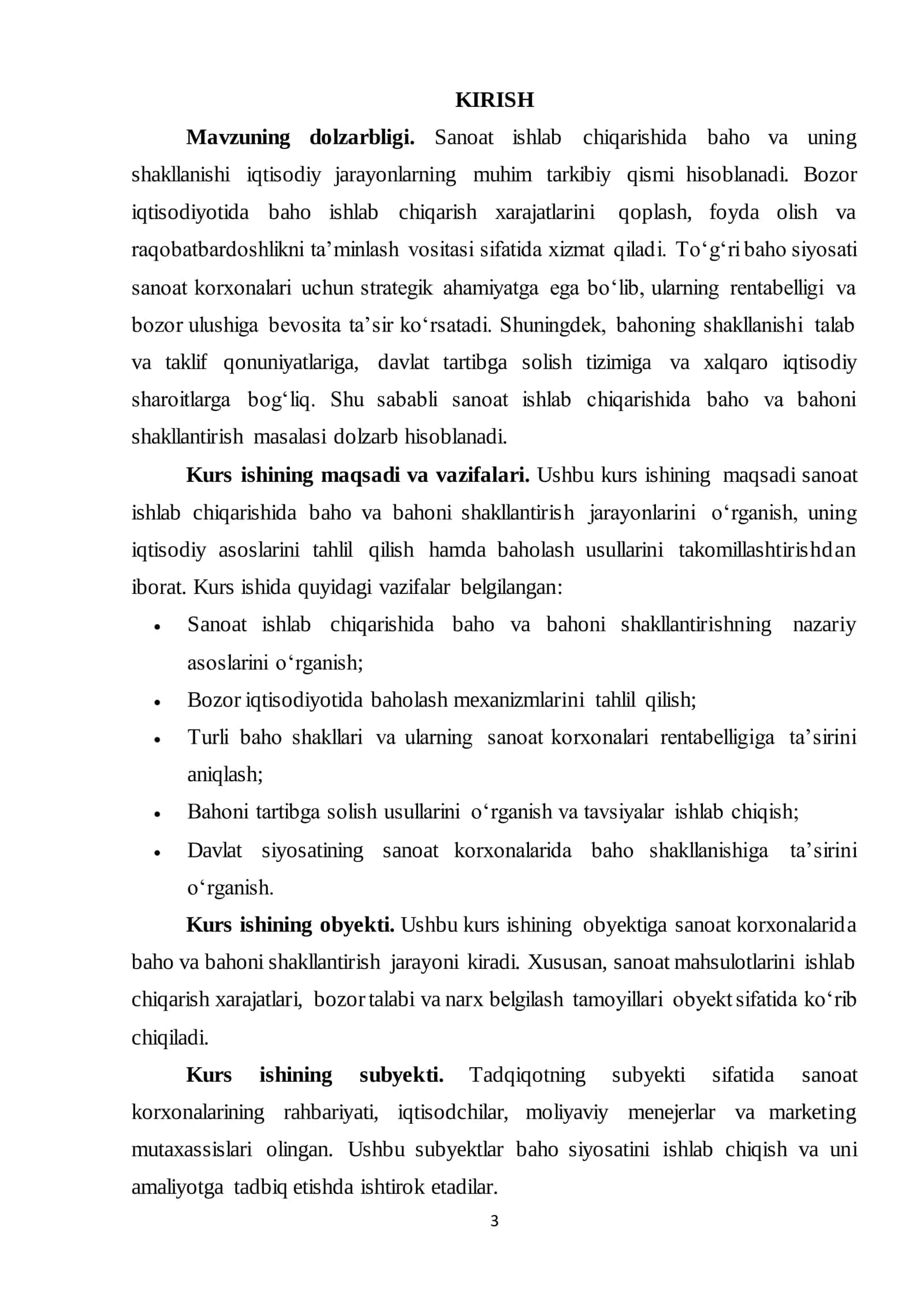 Sanoat iqtisodiyoti KURS ISHI 3