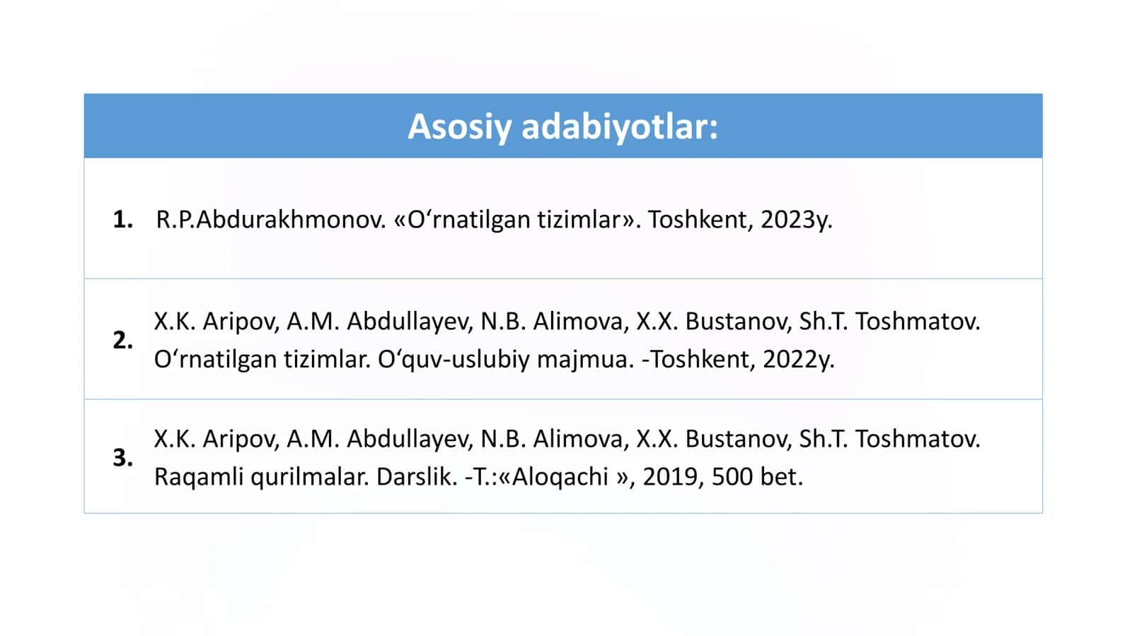 O‘rnatilgan tizimlar 3