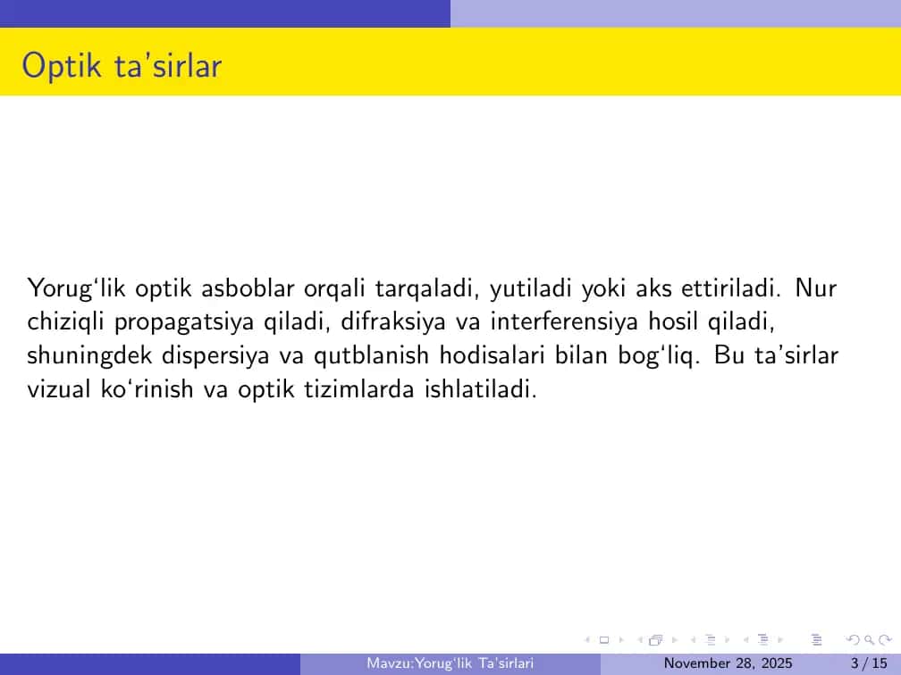 Yorug‘lik Ta’sirlari 3