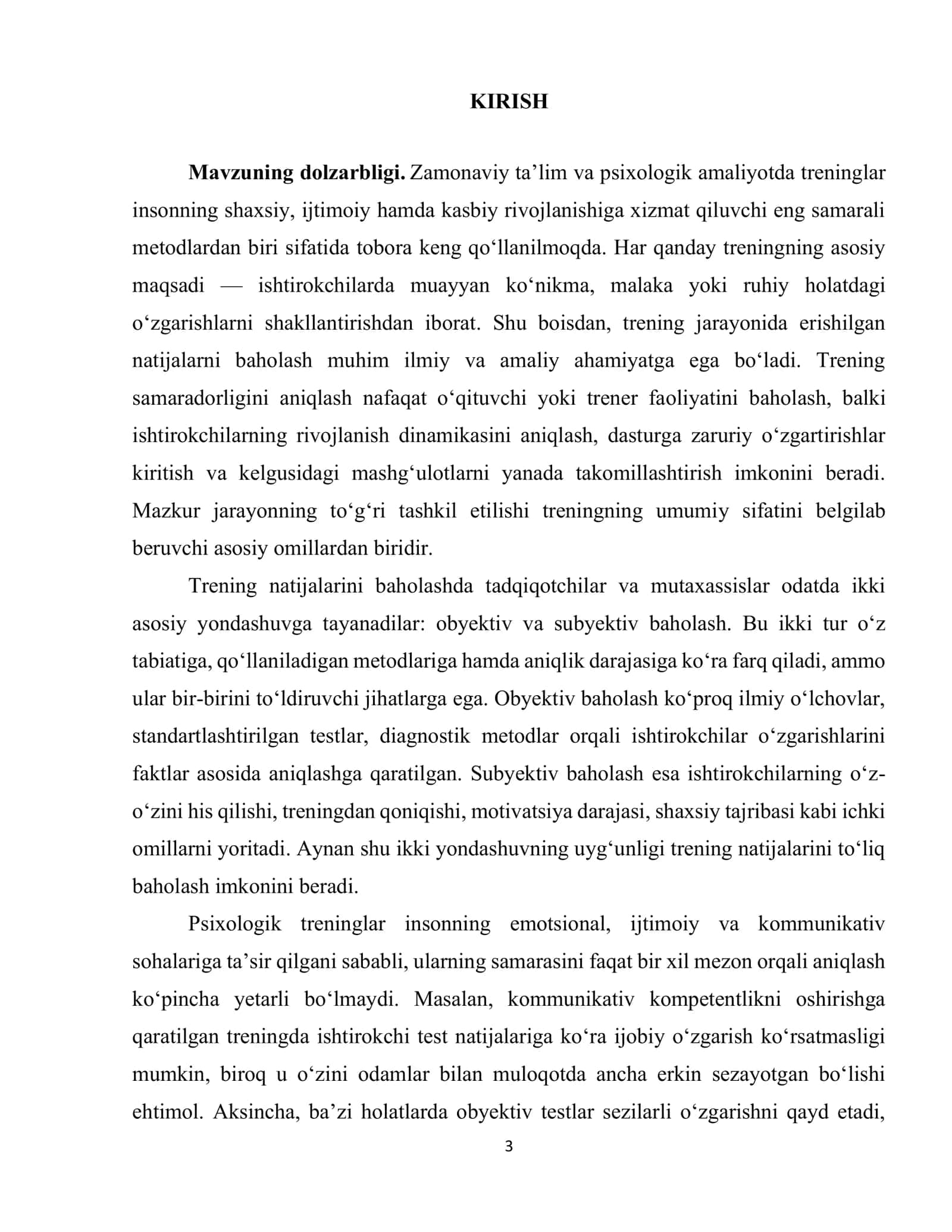 Trening natijalarini baholashning obyektiv va subyektiv jihatlari 3